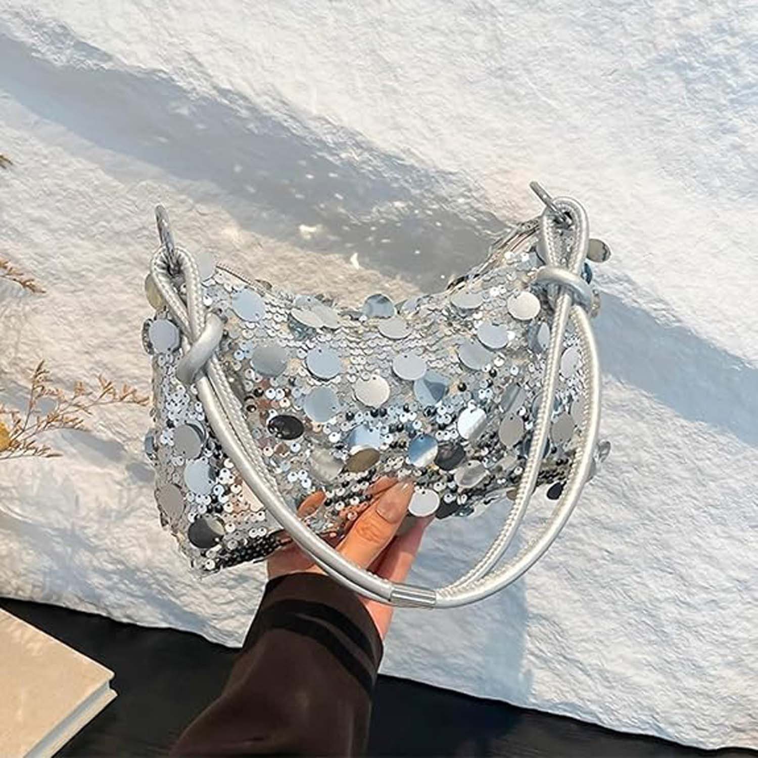 Oemmn Clutch Glitzer Pailletten Tasche Schultertaschen Abendtasche