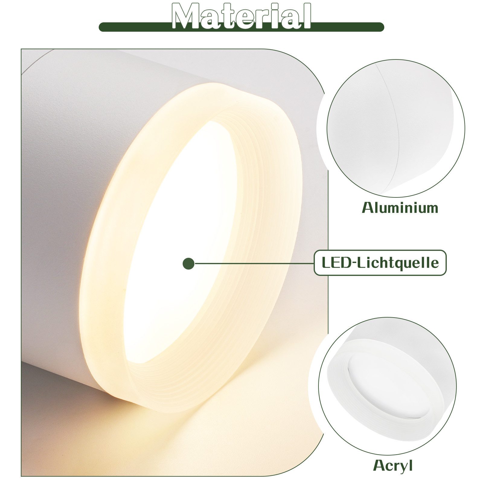 Nettlife LED Aufbaustrahler Schwarz/Weiß Rund Deckenstrahler 5W Spot Aufbau günstig online kaufen