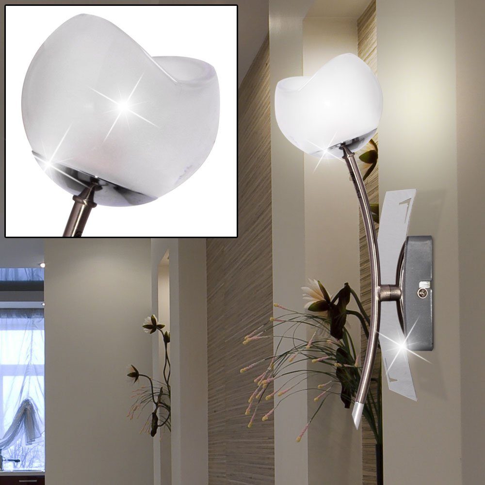 Brilliant LED Wandleuchte, Leuchtmittel nicht inklusive, Design Wand Fackel Lampe Glas Strahler Ess Wohn Zimmer Flur Chrom