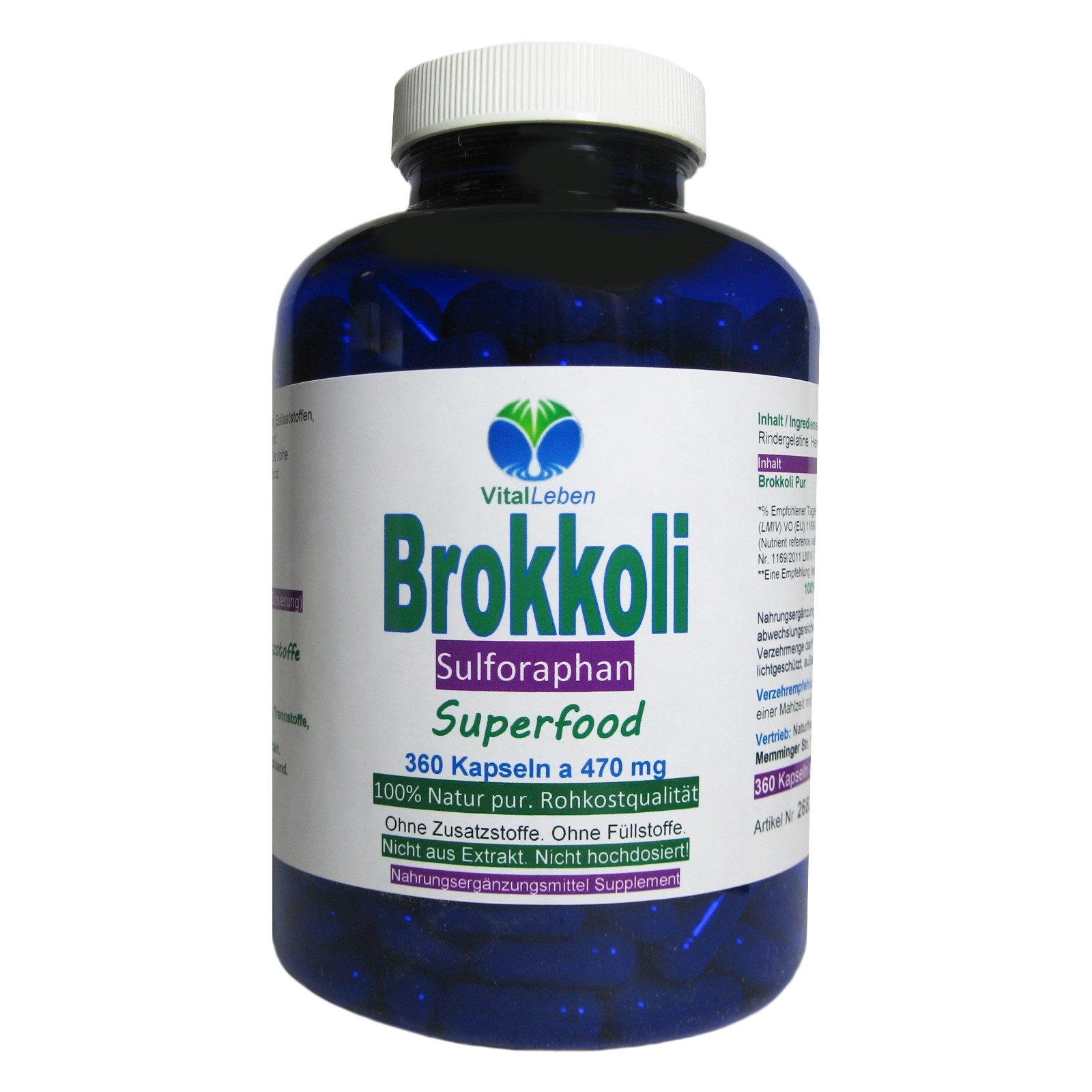 Brokkoli Broccoli Antioxidantien & Vitamine OHNE Zusatzsttoffe Kapseln