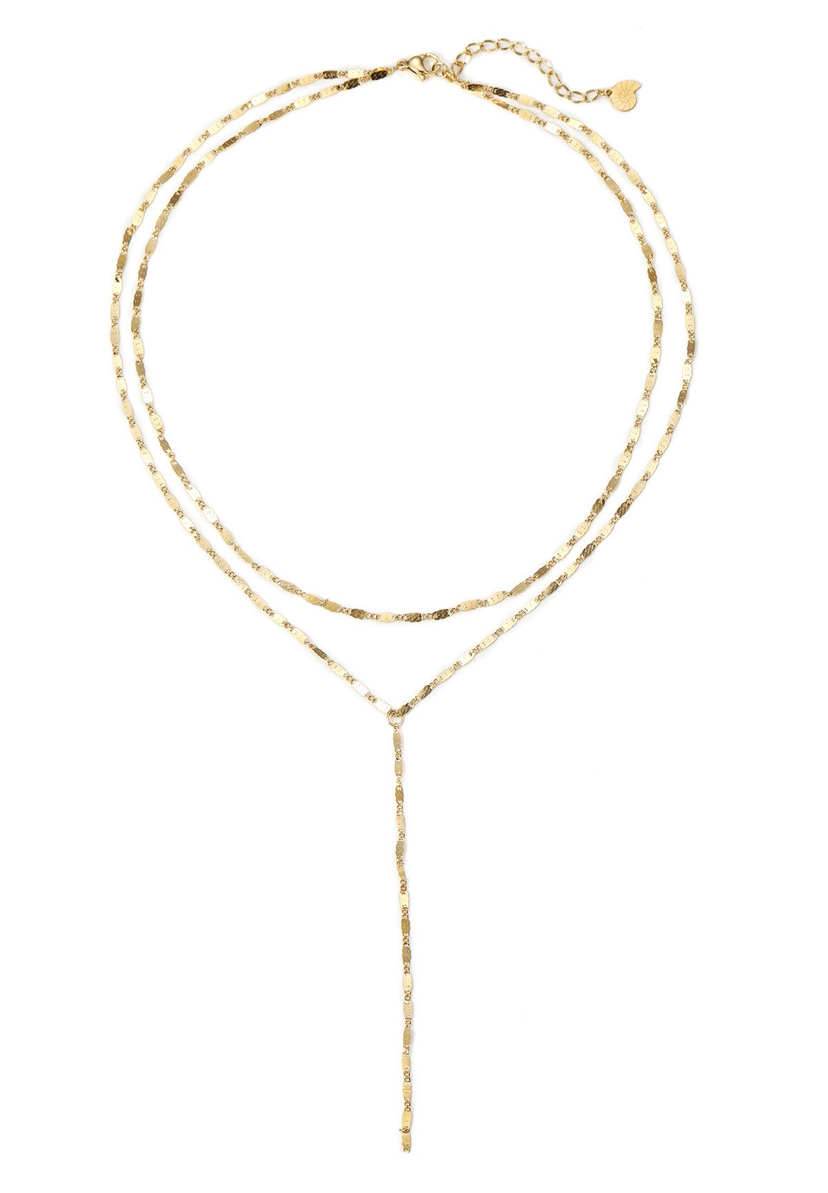Hey Happiness Y-Kette mit Plättchen, Wasserfeste Edelstahl Lasso Halskette, Layer Lariat Damen Kette, Vergoldet 18K Roségold