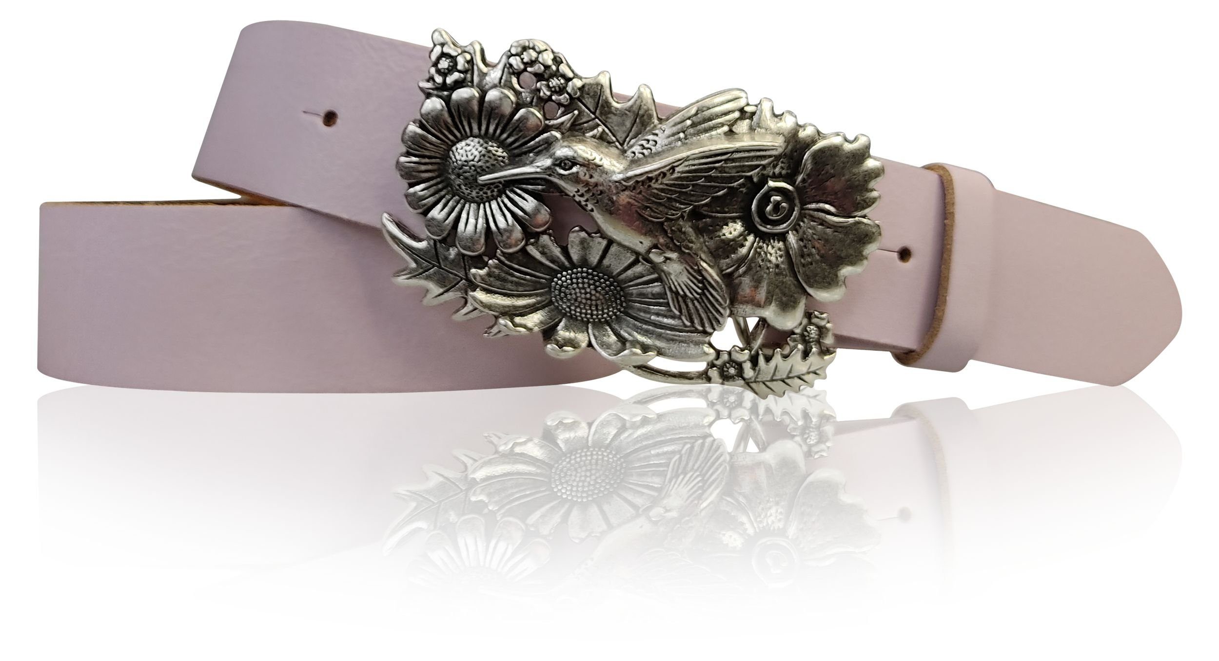 Vogel Rosé Buckle 18171 Schnalle, Kolibri silber, FRONHOFER Koppelgürtel Ledergürtel Damengürtel,