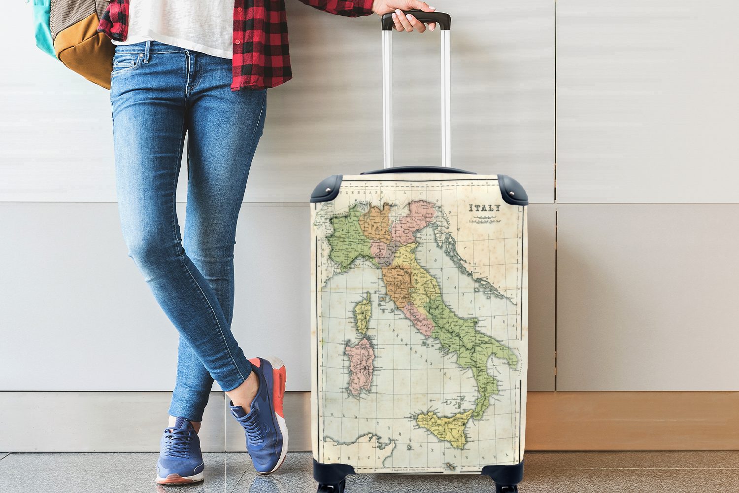 Italien Alt, Handgepäckkoffer - Trolley, Reisetasche - MuchoWow Rollen, rollen, 4 mit für Handgepäck Karte Ferien, Reisekoffer