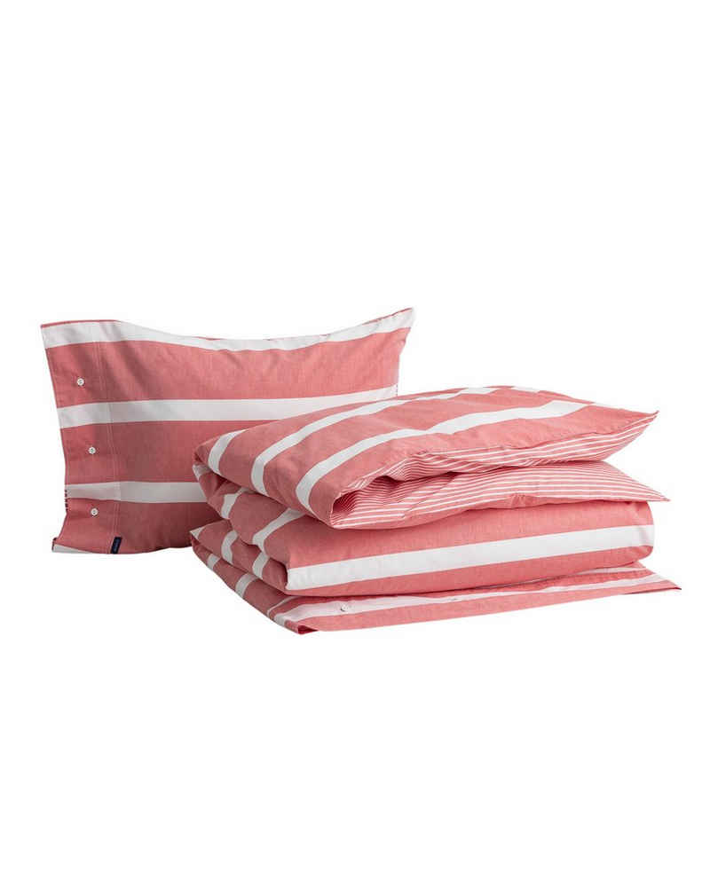 Bettwäsche GANT Satin Bettwäsche (Bettdecken- und Kissenbezug separat erhältlich) OXFORD STRIPE, in verschiedenen Größen, bright red, Gant, Satin, 1 teilig, mit Reißverschluss
