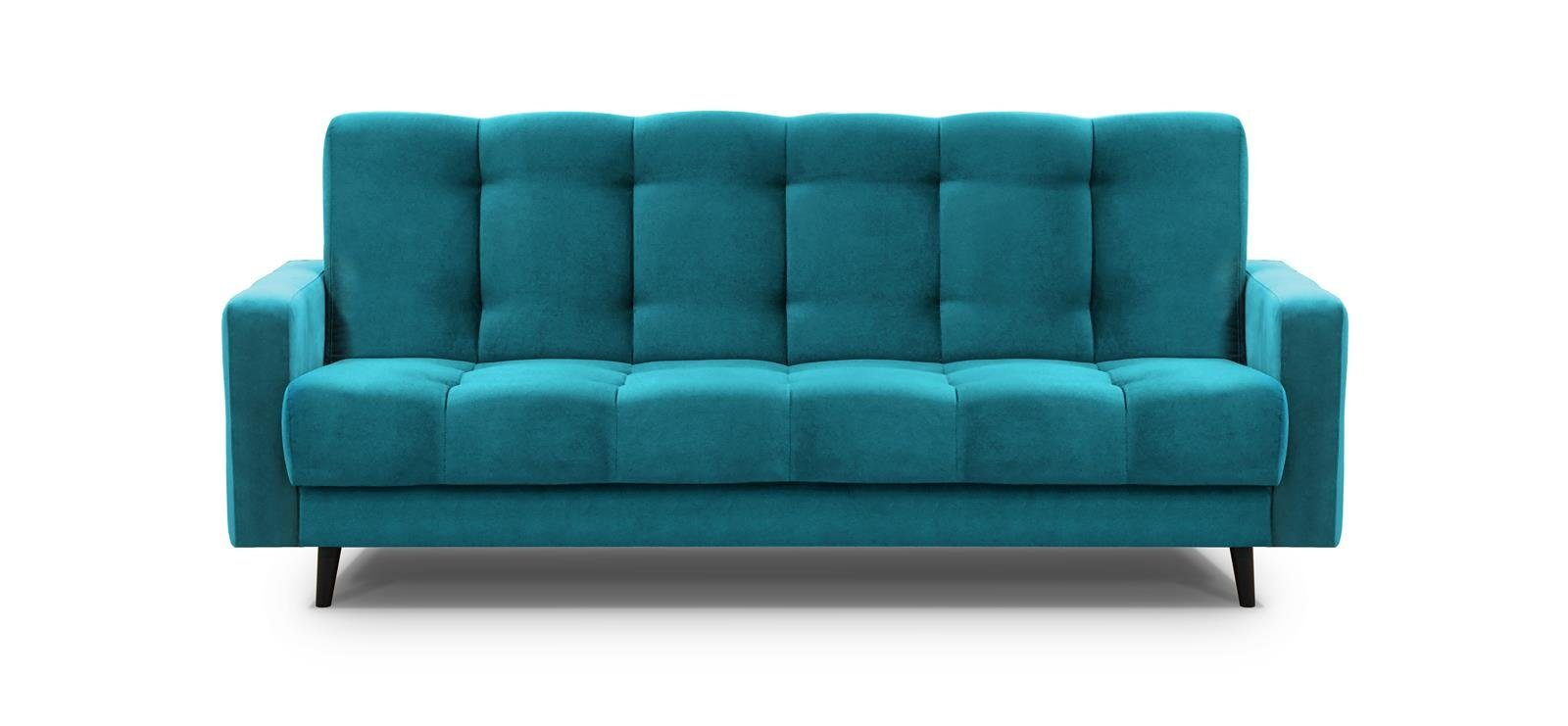 mit BIS, Nancy Schlafsofa Bettkasten, mit 13) (kronos Velours-Bezug Holzbeine, Hellblau Beautysofa Relaxfunktion, Sofa