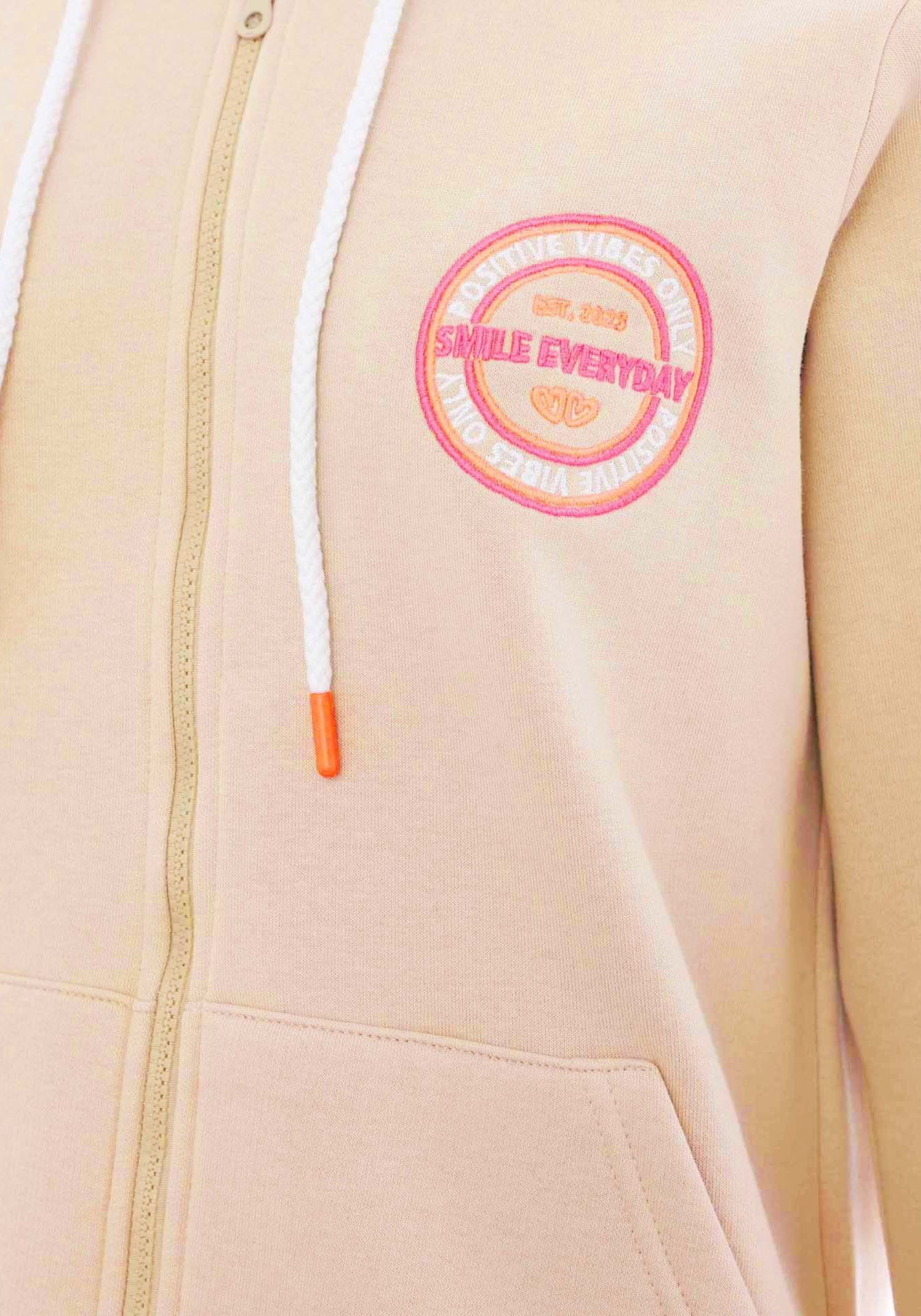 Zwillingsherz Kapuzensweatjacke "Smile Everyday ZH" Kapuze, Taschen, Langarm, Stickerei, Reißverschluss