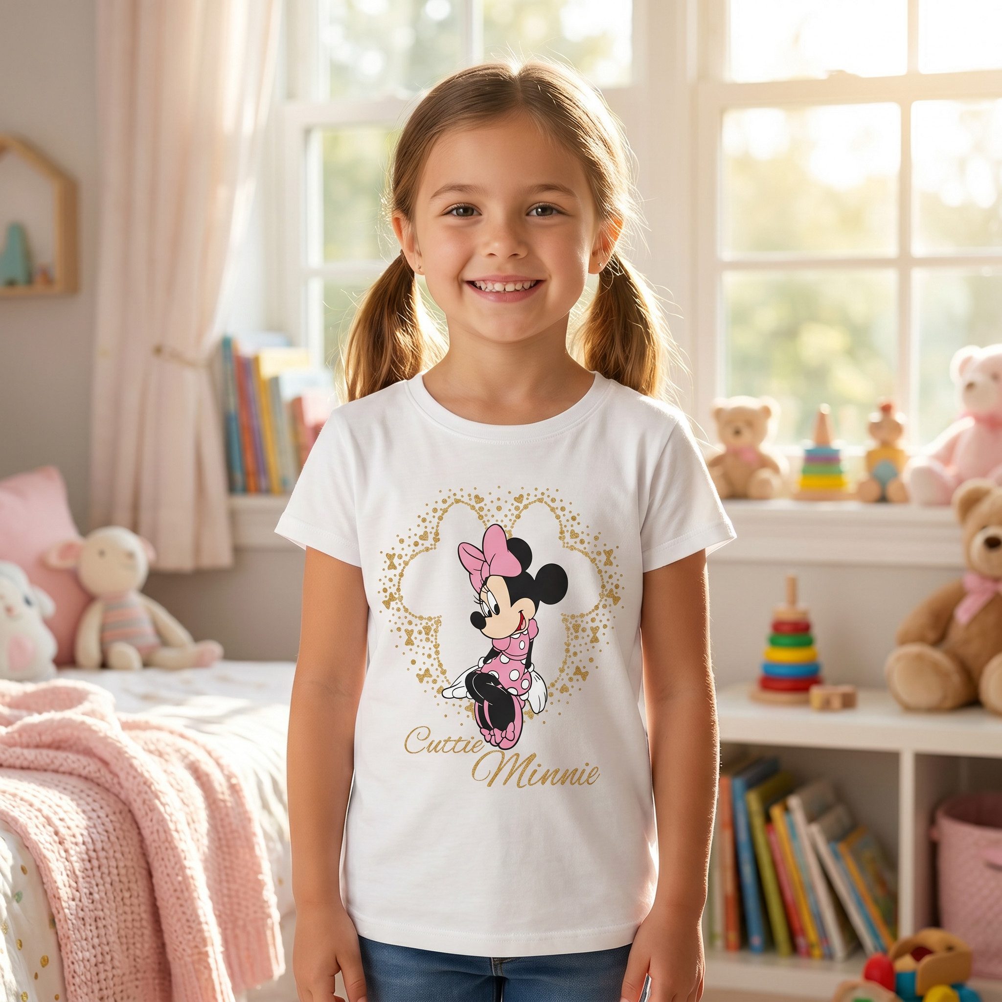 Disney Print-Shirt Disney Minnie Maus Mädchen Kinder kurzarm T-Shirt 100% Baumwolle, Gr. 92 bis 128