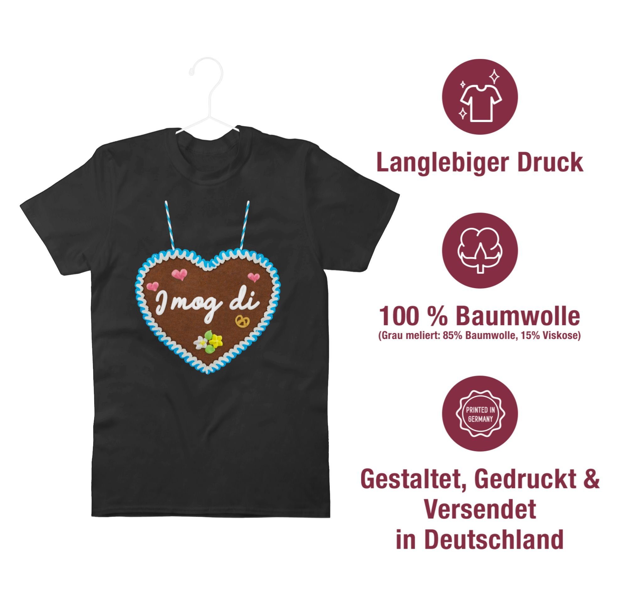 Shirtracer T-Shirt I mog di Gänseblümchen Lebkuchenherz Butterblume Mode 01 - - Oktoberfest Herren Herzen für Schwarz