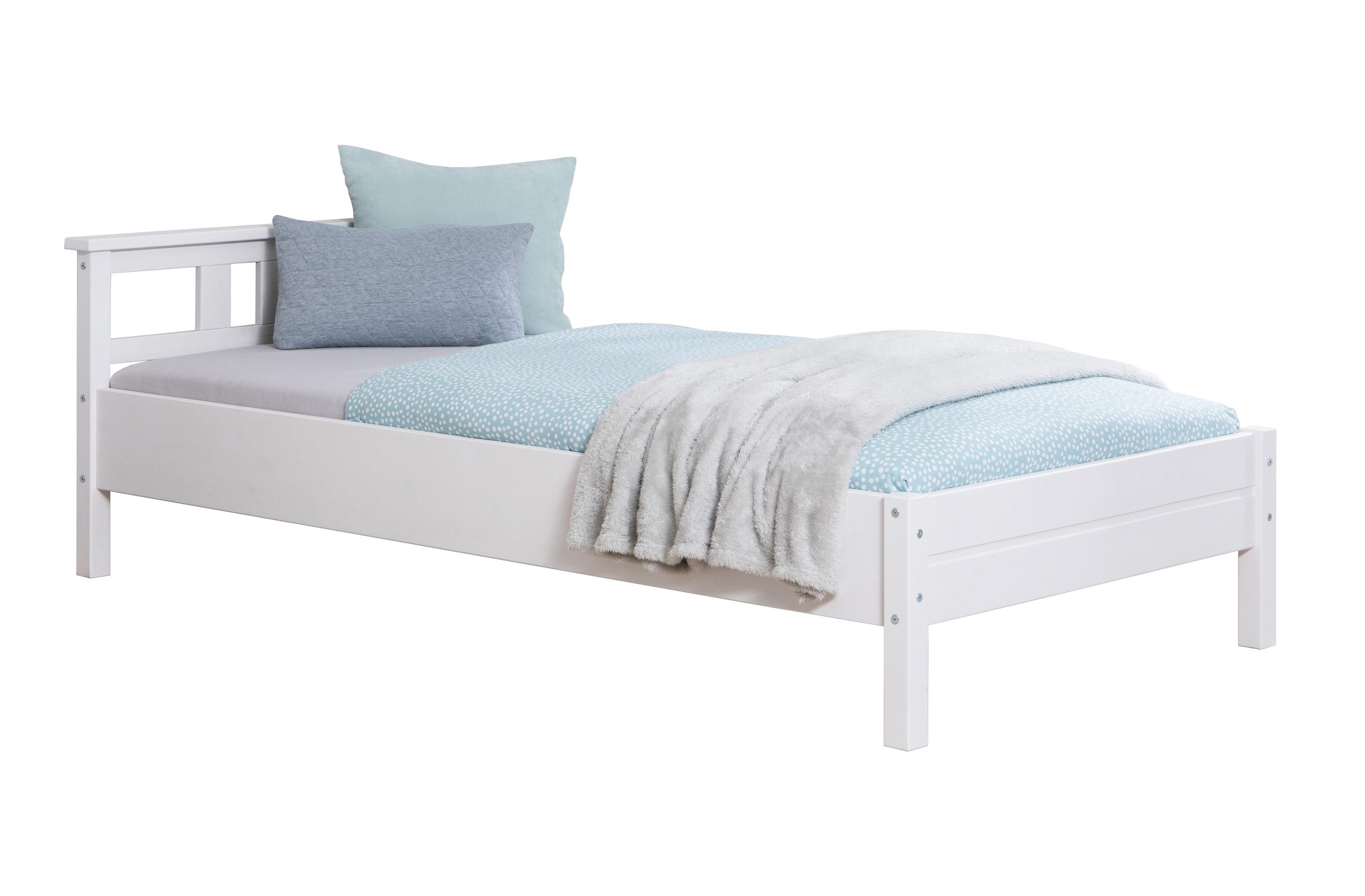 Ticaa Bettgestell Einzelbett und Doppelbett Merci Kiefer Weiß