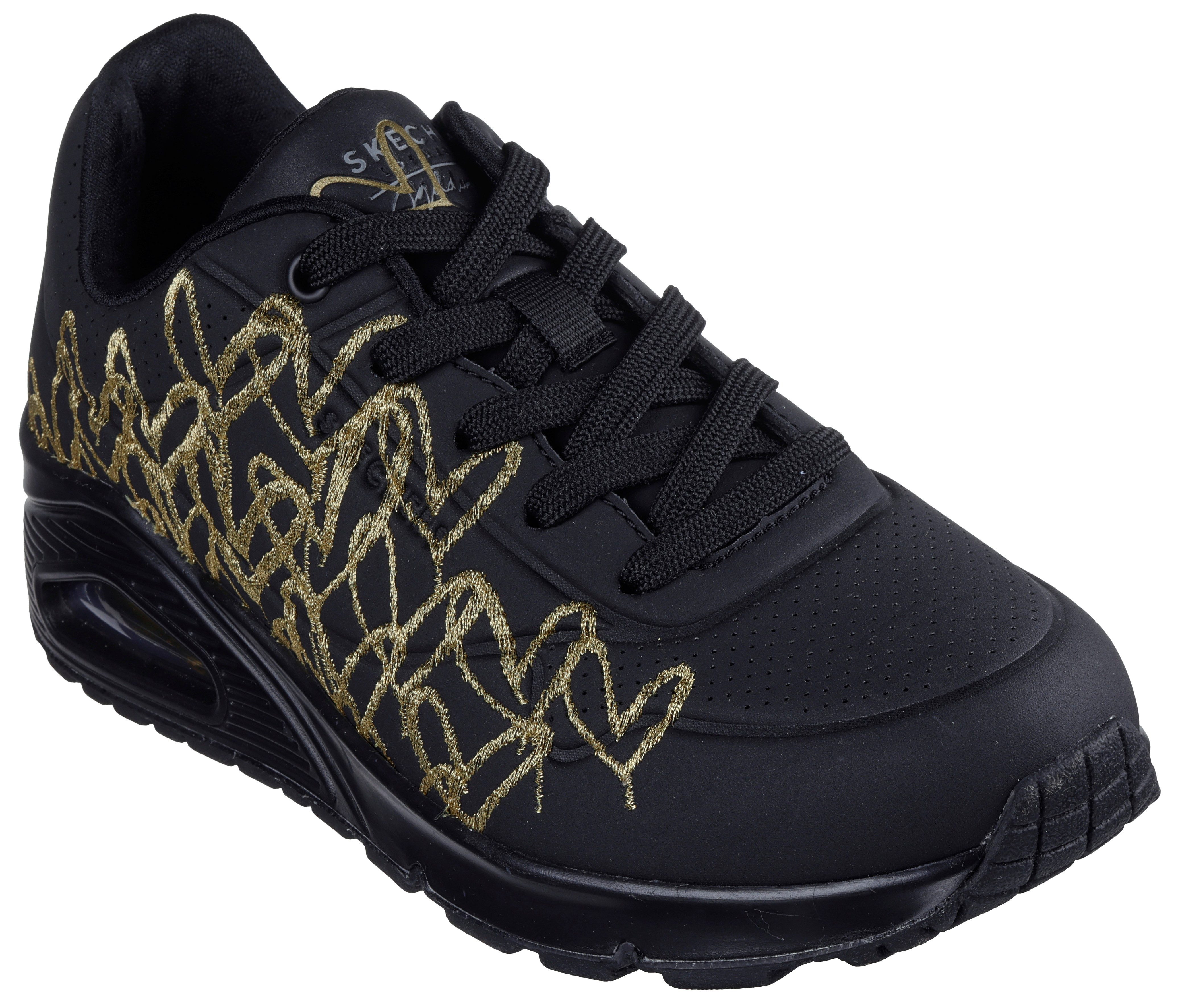 Skechers UNO-GOLDEN HEART Sneaker Freizeitschuh, Schnürschuh mit goldfarben günstig online kaufen