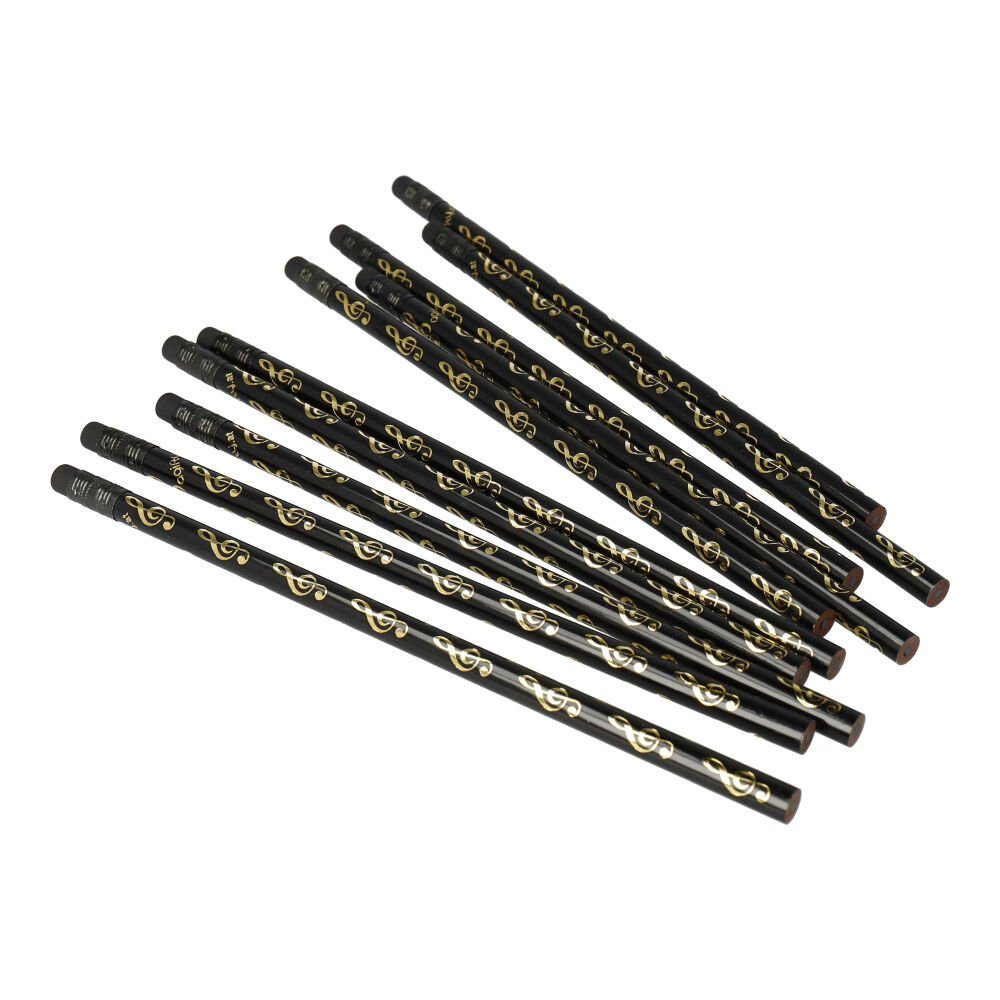 mugesh Bleistift Bleistift Violinschlüssel schwarz/glänzend (10er-Set), für Musiker
