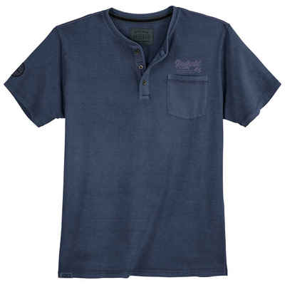 redfield Rundhalsshirt Große Größen Herren Henley T-Shirt blau modisch Redfield