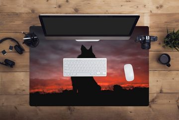 MuchoWow Gaming Mauspad Wolf - Raubtier - Sonnenuntergang (1-St), Büro für Tastatur und Maus, Mousepad Gaming, 90x60 cm, XXL, Großes