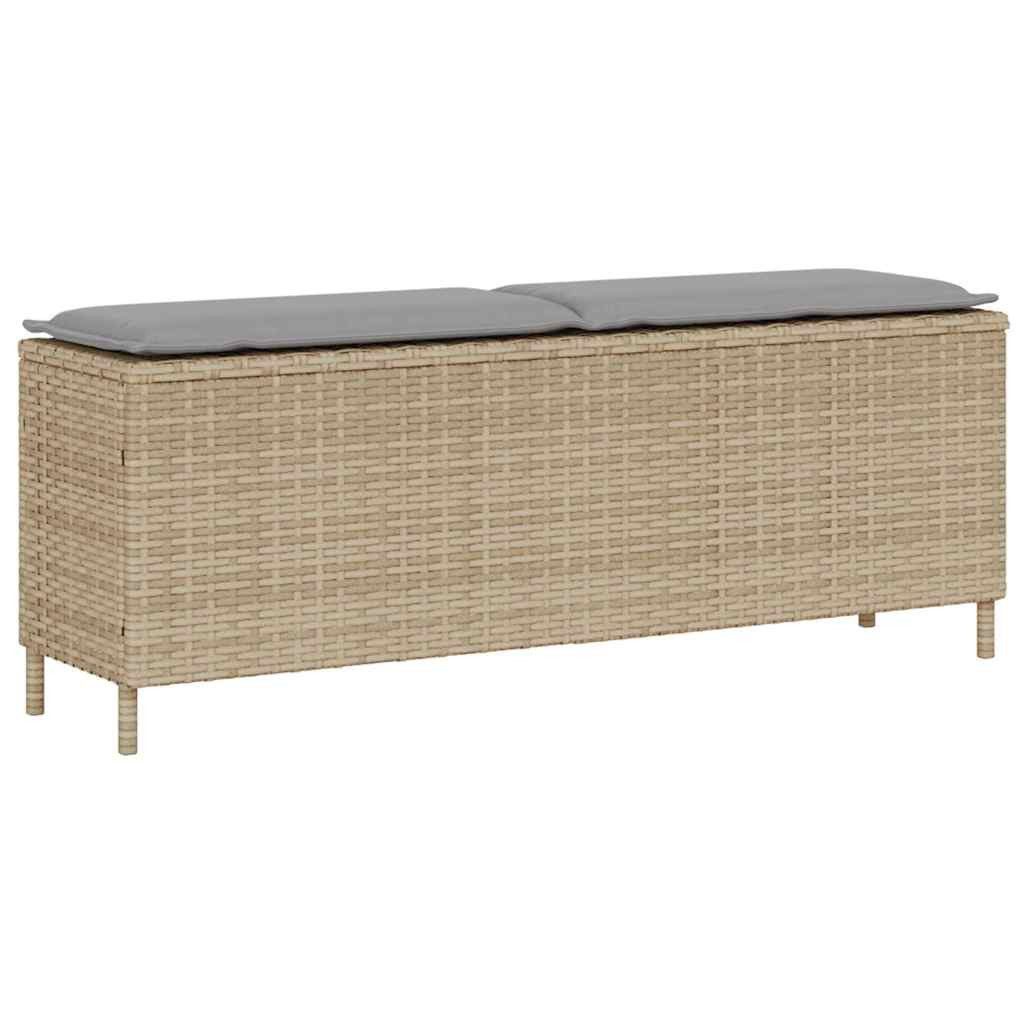 vidaXL Gartenbank Gartenbank mit Kissen Beige 110x30x40,5 cm Poly Rattan (1-St)