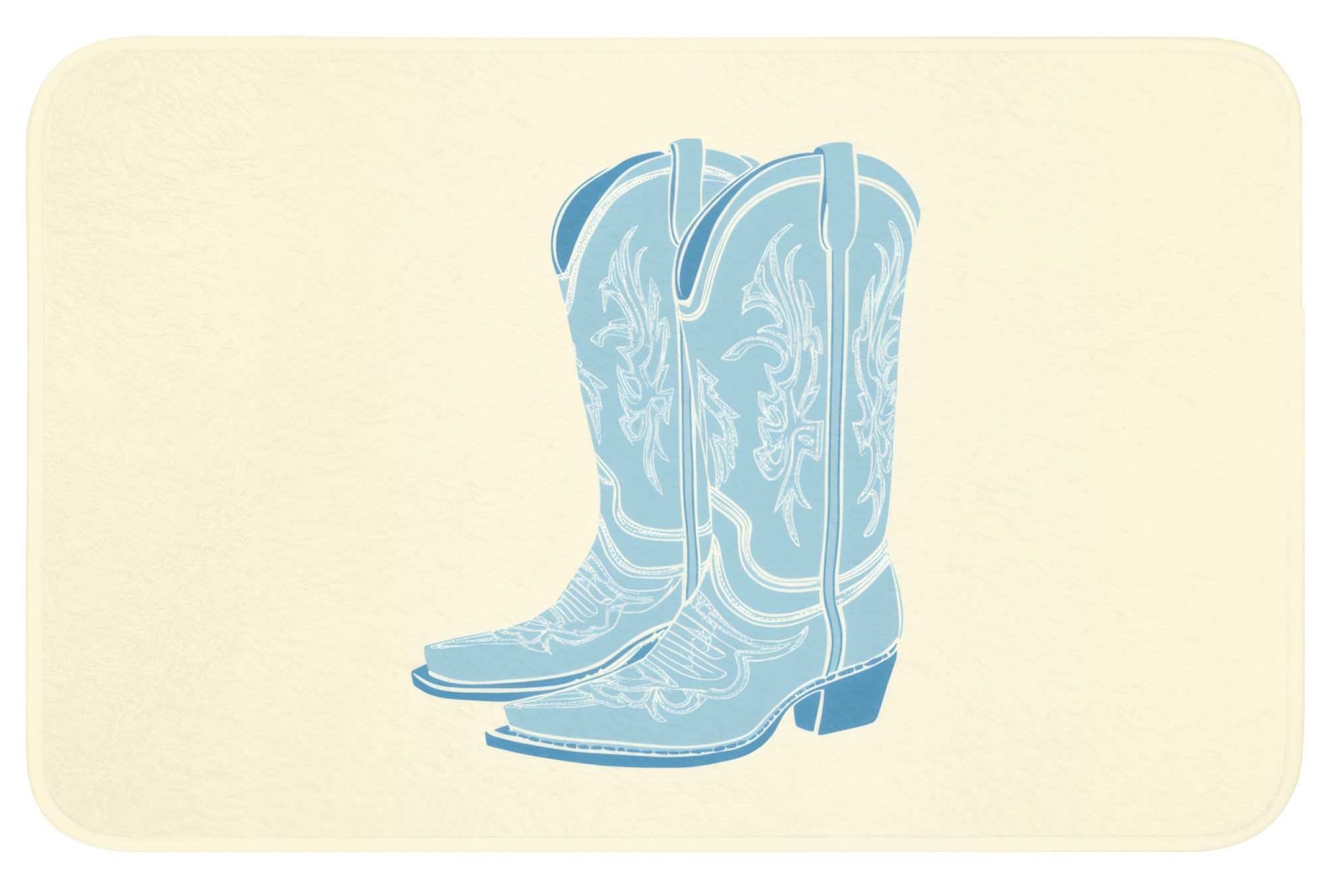 OnlyWow Badematte Illustration - Cowboystiefel - Muster, Höhe 10 mm, Polyester, Rechteckig, Badezimmerteppich, Badteppich, Rutschfest, Duschvorleger, Duschmatte