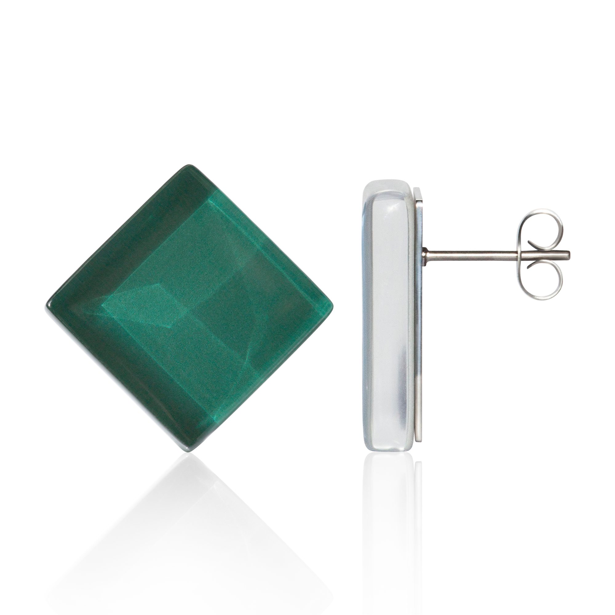 ALEXASCHA Paar Ohrstecker Quadratische Statement Ohrringe aus Glas • handgemacht