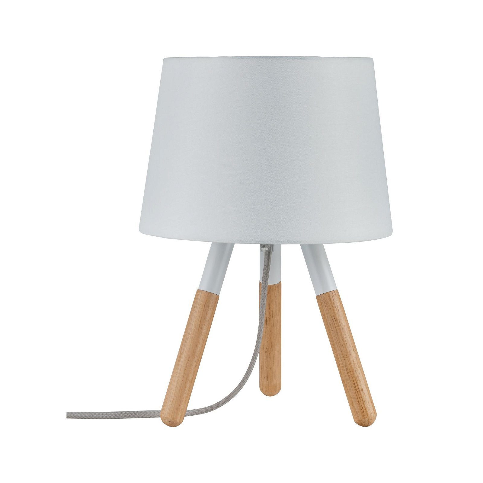 Paulmann Tischleuchte Neordic Berit max.1x20W E27 Weiß/Holz 230V Stoff/Metall, ohne Leuchtmittel