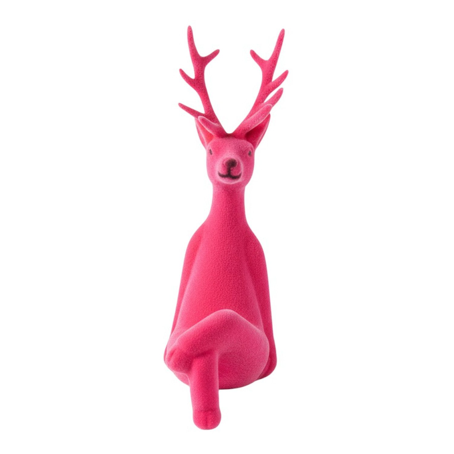 Macosa Home Миниатюрные фигурки Rentier 20,5 cm Grau, Pink od. Lila (Dekoration Weihnachtsdeko, Dekofigur modern Weihnachten), Kunststoff beflockt Dekorentier