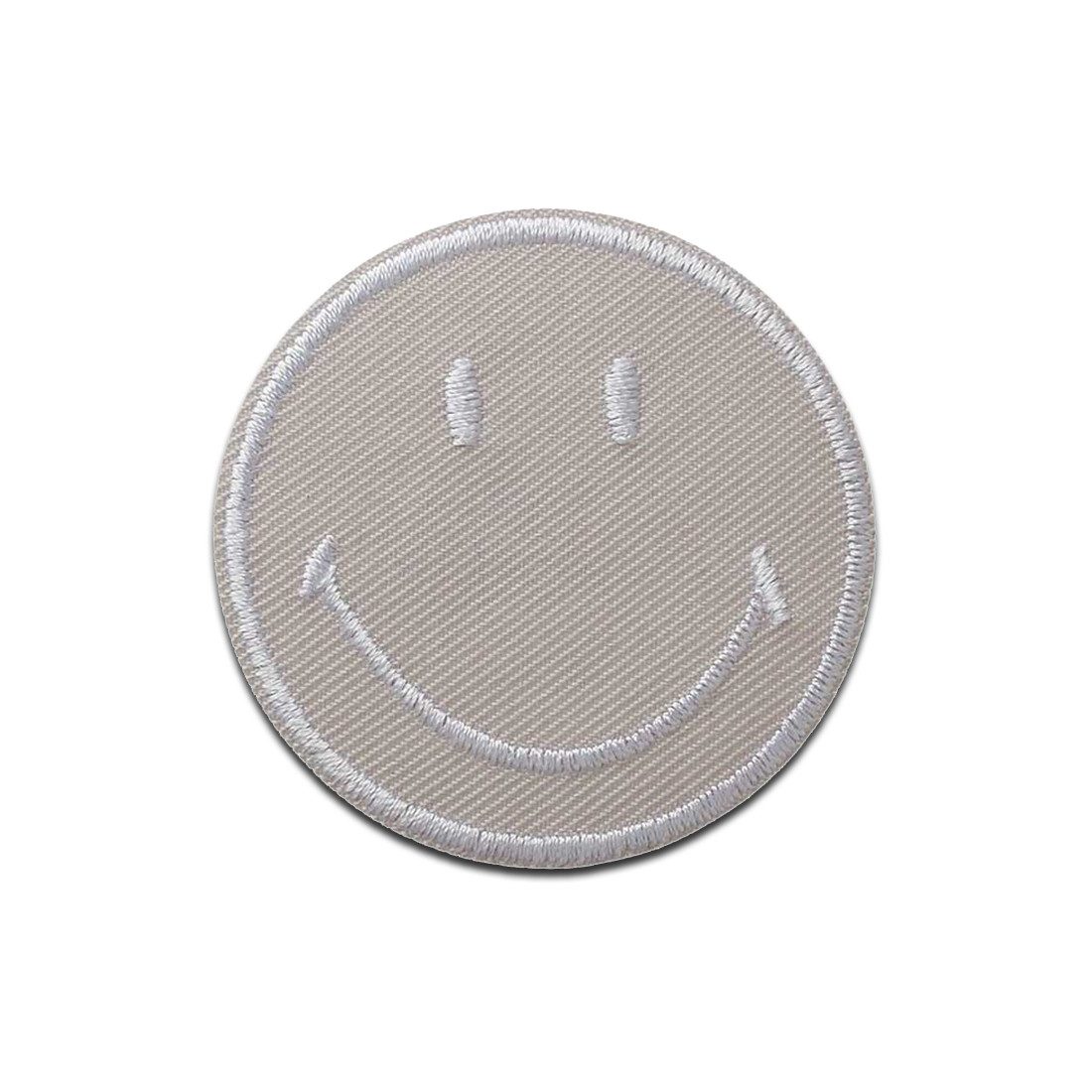 Smiley Aufnäher Bügelbild, Aufbügler, Applikationen, Patches, Flicken, zum aufbügeln, Polyester, Mono-Quick Smiley hellgrau - Größe: 5 x 5 cm