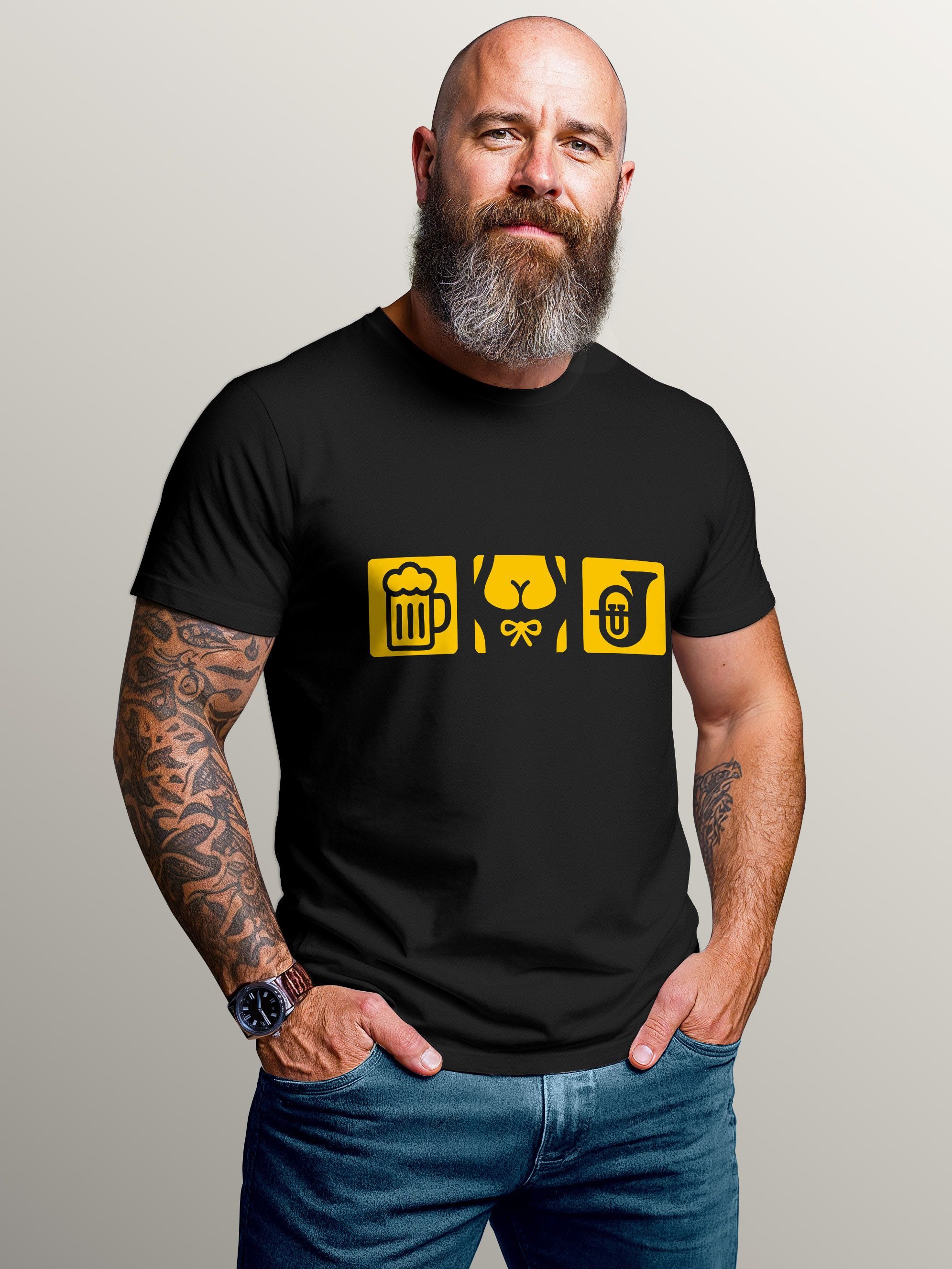 Print-Shirt Herren T-Shirt für das Oktoberfest Bier Dirndl Blasmusik Symbol