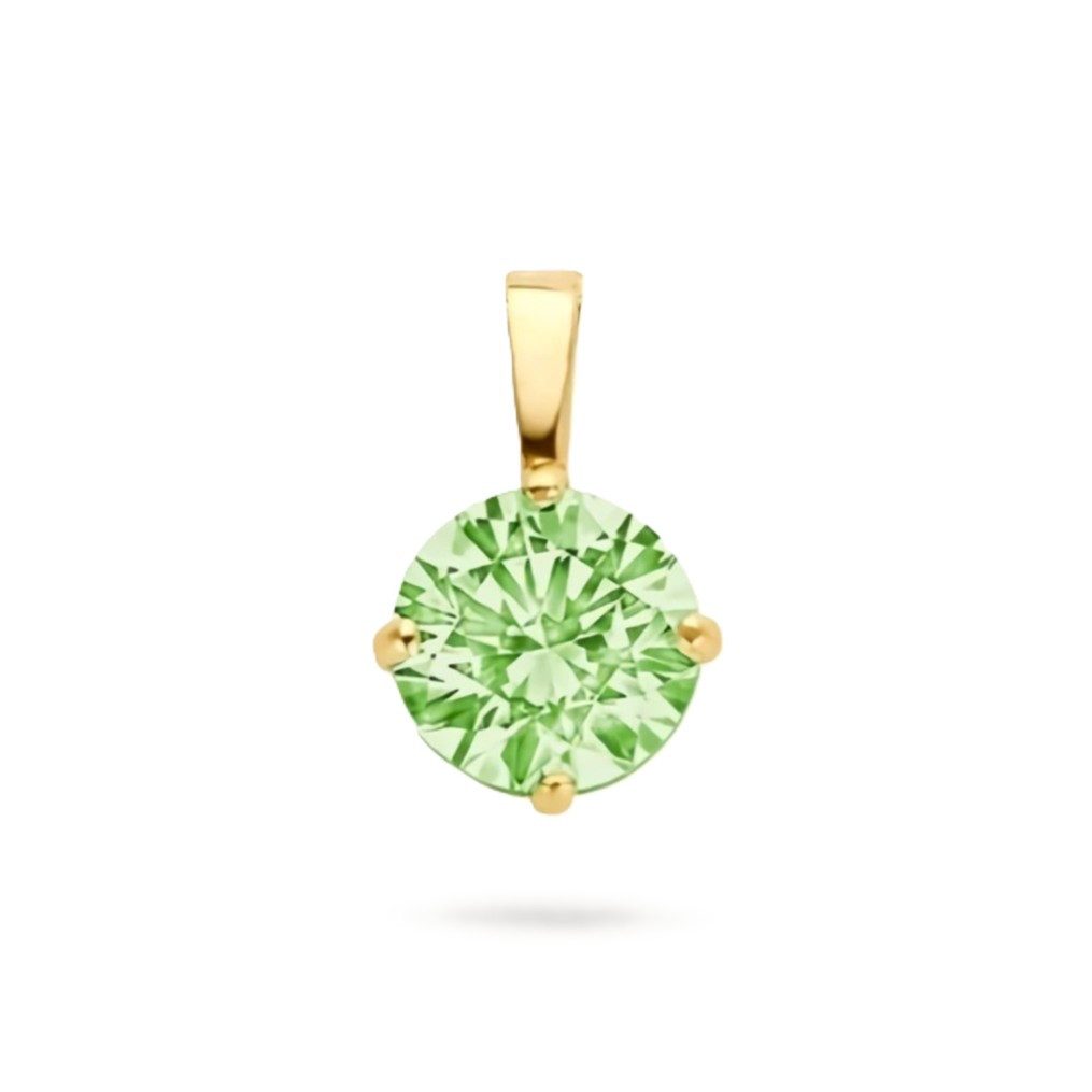 NICEANDnoble Kettenanhänger 585er Gelbgold Kettenanhänger Zirkonia rund grün 4 mm