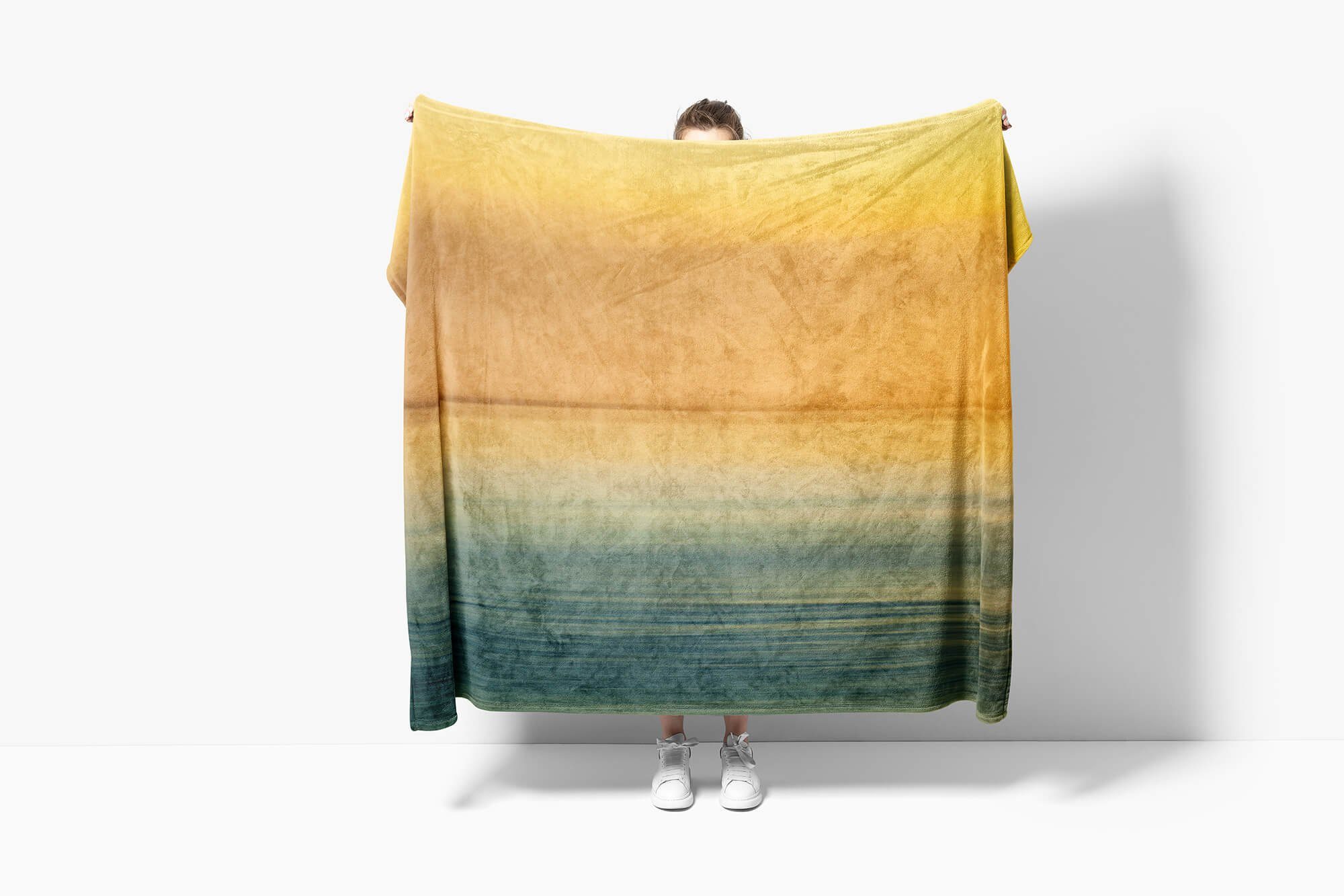 mit Strandhandtuch Kuscheldecke Art Baumwolle-Polyester-Mix Handtücher Horizont Saunatuch Handtuch Fotomotiv Kunstvoll, Sinus Handtuch (1-St), Abstrakt