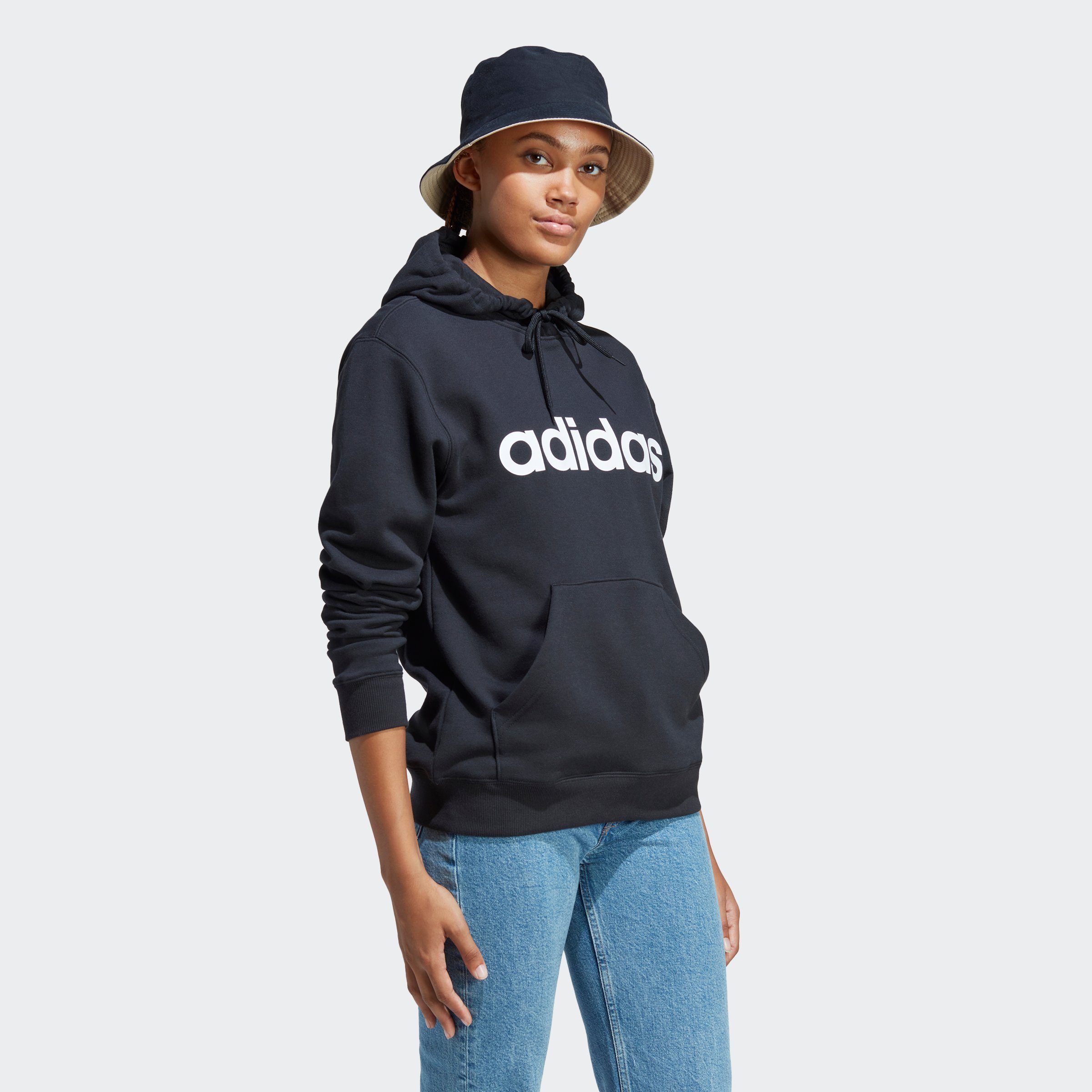 Black White / ESSENTIALS LINEAR adidas Sportswear Kapuzensweatshirt HOODIE