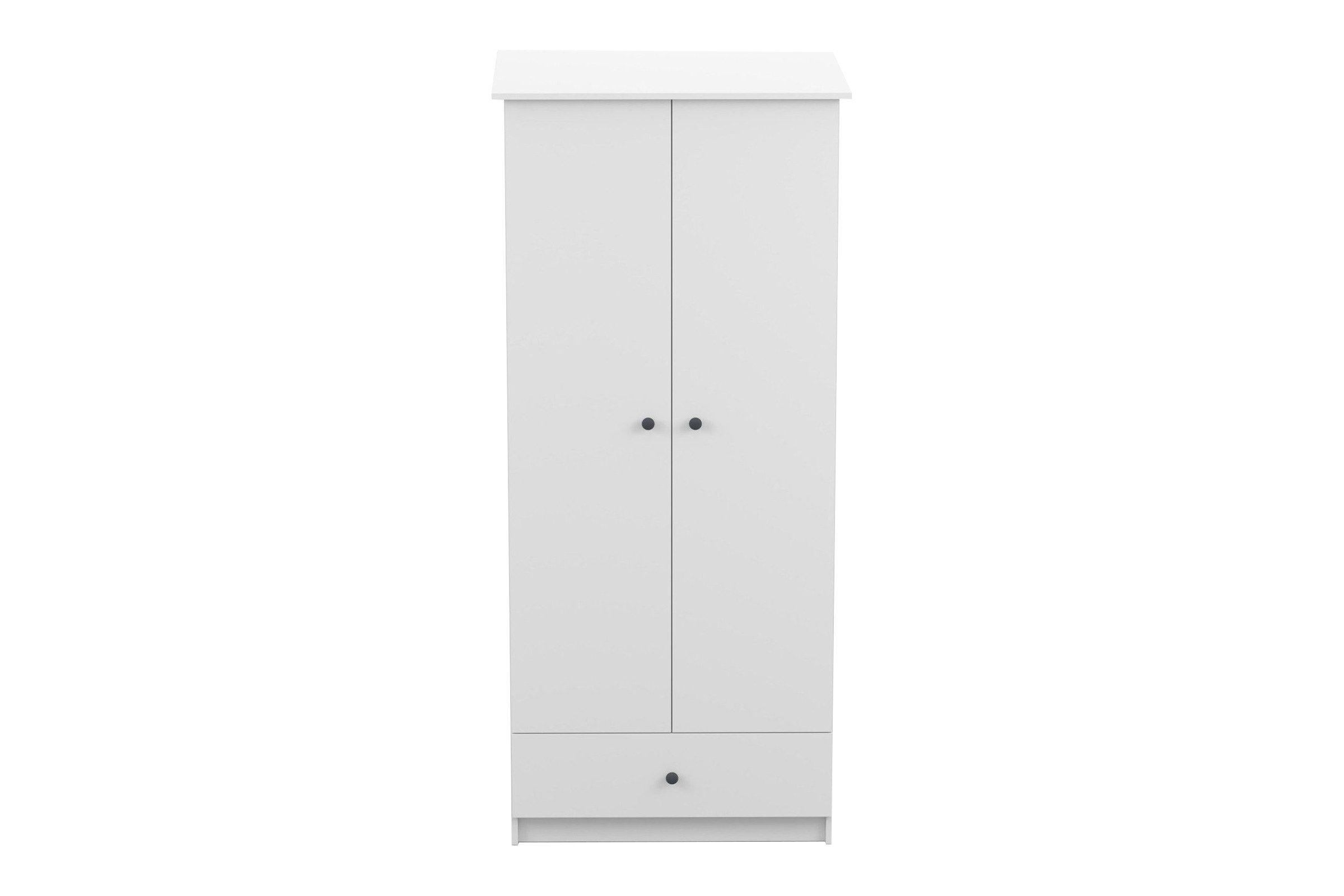 Deine Möbel 24 Kinderkleiderschrank OSCAR Kleiderschrank Drehtürenschrank 85 cm breit (Set, 2-St., ganz in Weiß / Cashmere, Griffe: Rosa / Anthrazit OSCAR-Kollektion) Kinderzimmer Jugendzimmer Jungenzimmer Mädchenzimmer