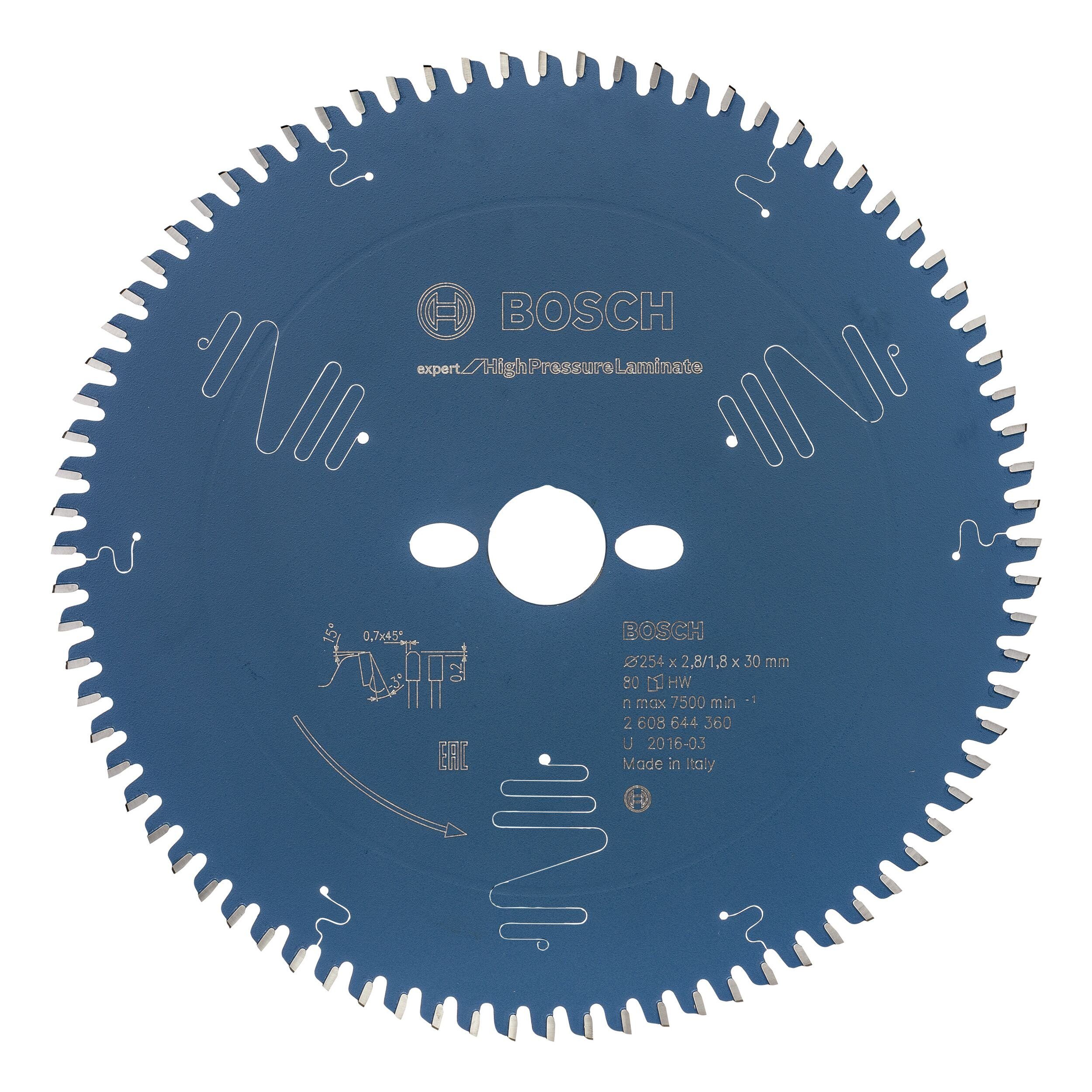 BOSCH Kreissägeblatt, For High Pressure Laminate, 254 x 30 x 2,8 mm, 80 Zähne