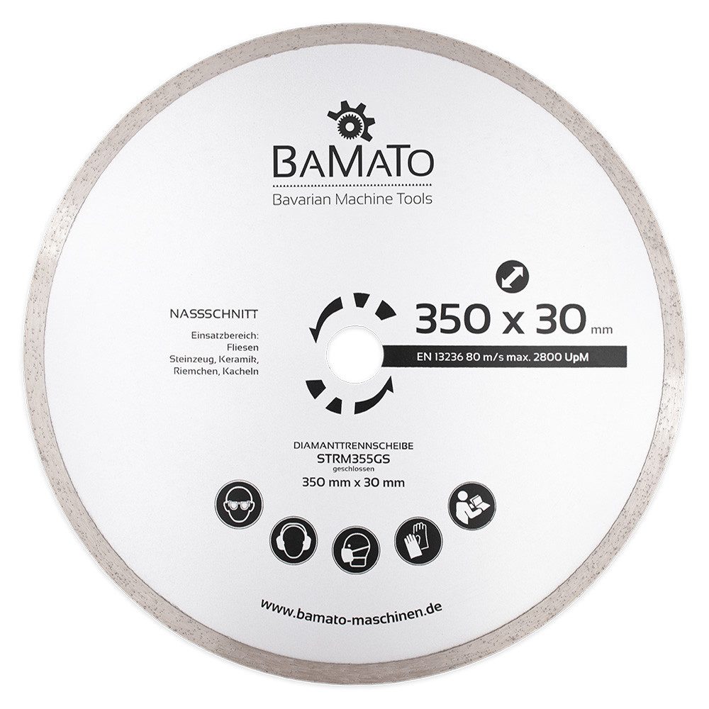 BAMATO Diamanttrennscheibe 350 x 30 mm Diamantscheibe für Fliesen, Steinzeug, Keramik, Riemchen