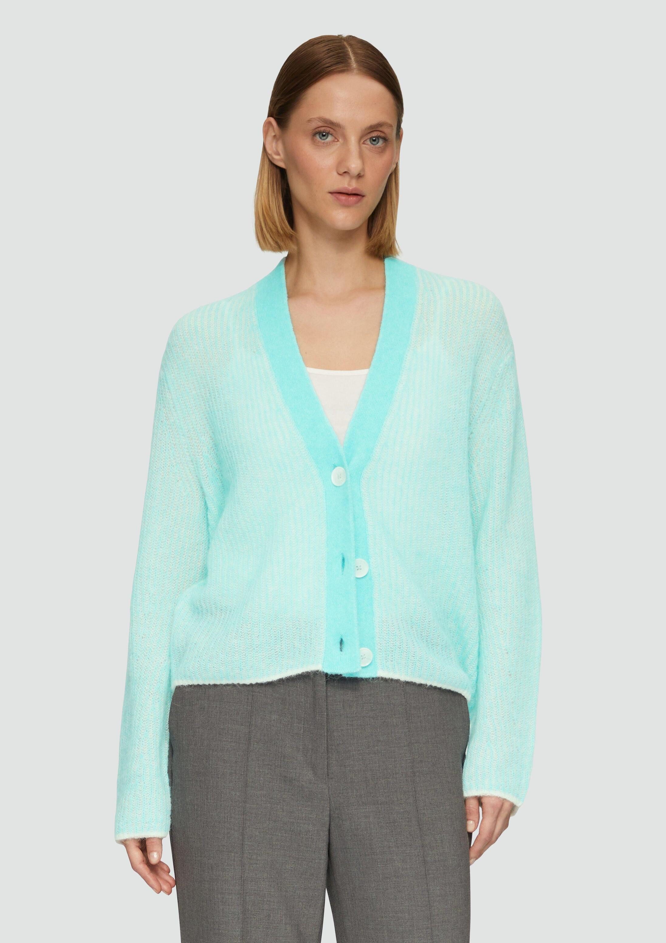 s.Oliver Cardigan Strickjacke Lockere Strickjacke aus Alpakamix mit Rippstruktur