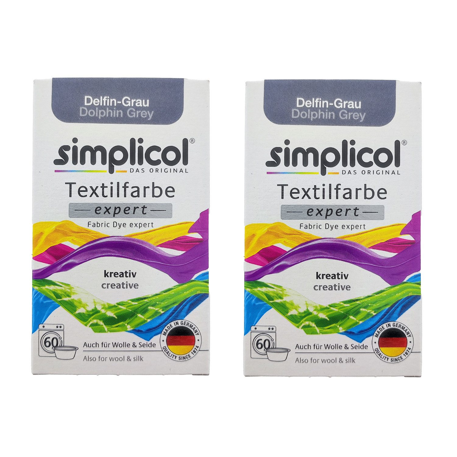 Textilfarbe 2er Pack Simplicol Textilfarbe Expert Delfin-Grau 150g