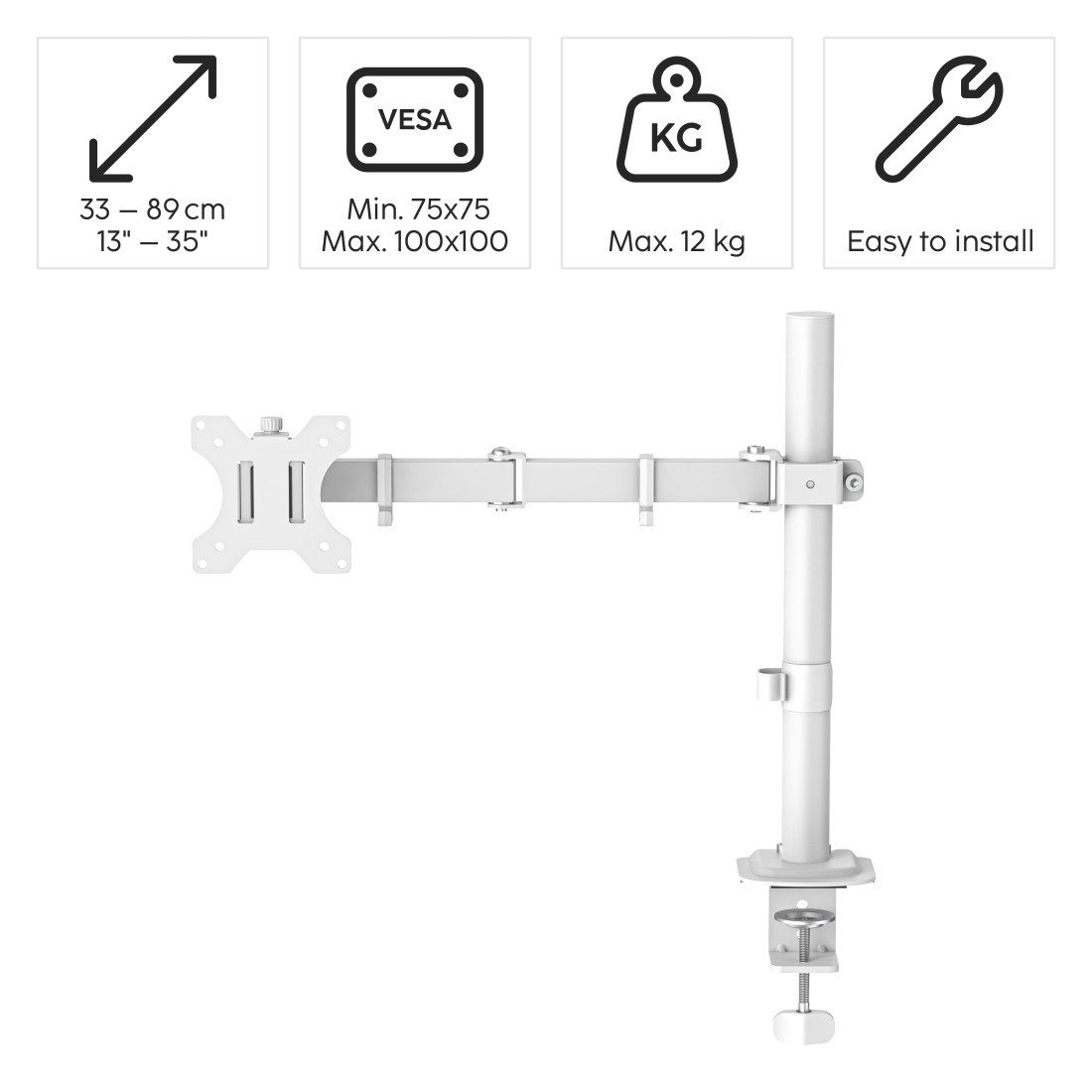 Hama Monitor-Halterung Monitorhalterung höhenverstellbar für 13-35 Zoll Monitore, (bis 35 Zoll, 360° Rotation, VESA, Kabelmanagement, ausziehbar, Stahl)