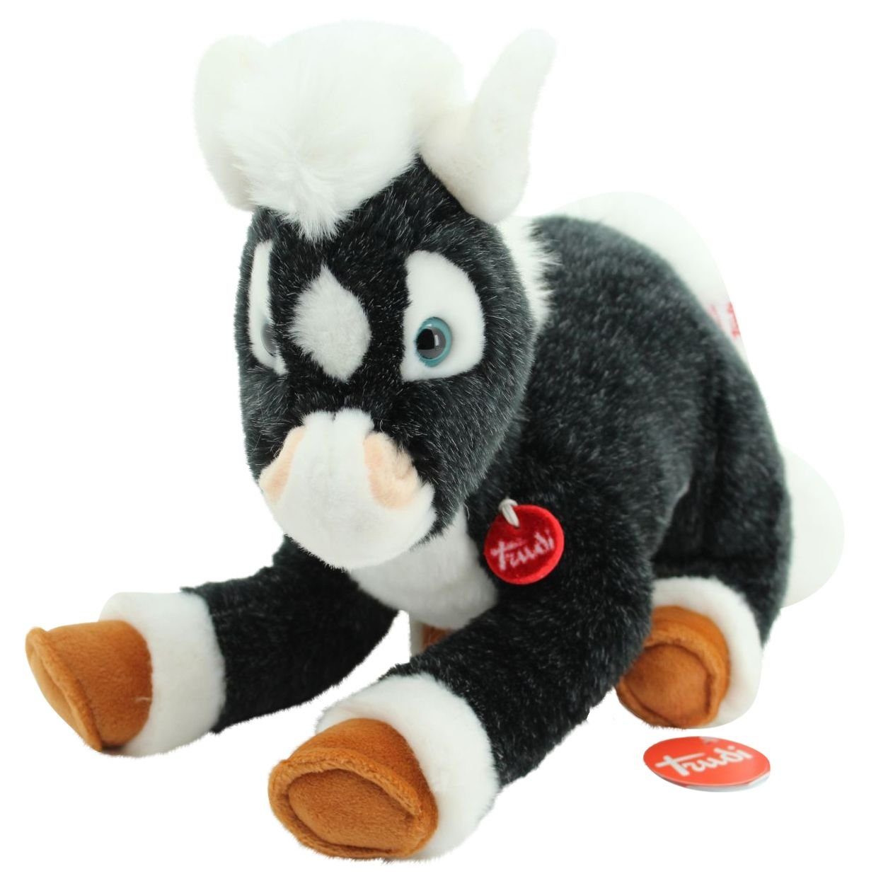 Trudi Kuscheltier 23583 - Plüschpferd liegend Pferd Nelson 45 cm, schwarz/weiß, hochwertiges Kuscheltier, Kuschelpferd, Kinder Игрушки