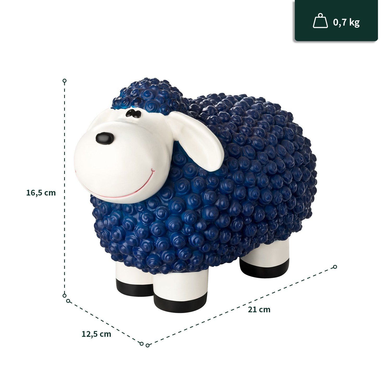 Gartendeko Blau Gartenfigur Schaf - für - Wetterfeste VERDOBA Gartenfigur Schaf Außen, Polyresin Mini Deko