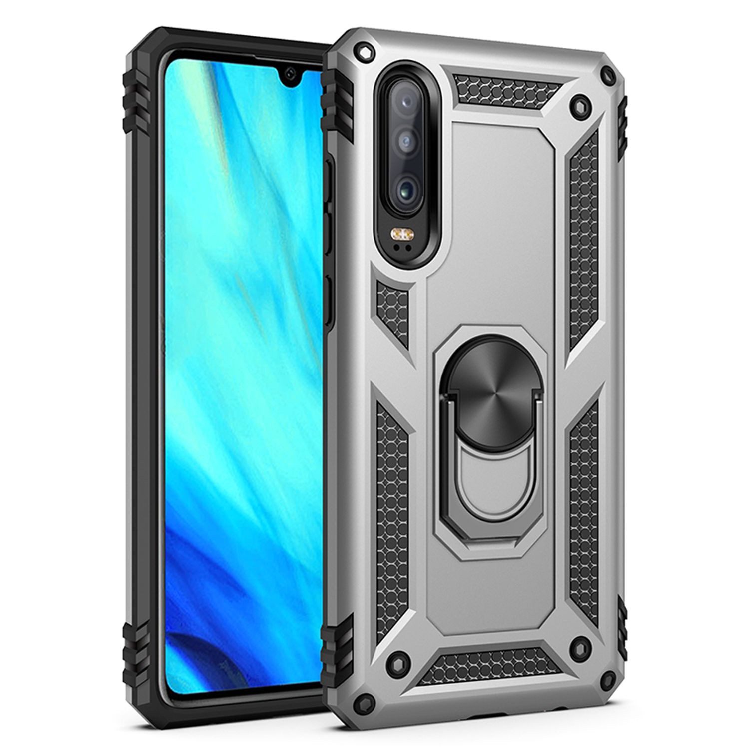 Nalia Smartphone-Hülle Huawei P30 15,5 cm (6,1 Zoll), Outdoor Military Style Hülle mit Ring / Extrem Schützend / Panzer Case