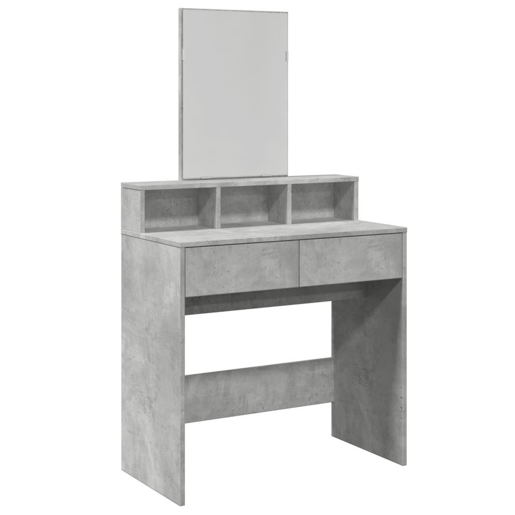 vidaXL Schminktisch Schminktisch mit Spiegel Betongrau 80x41x144,5 cm (1-St)
