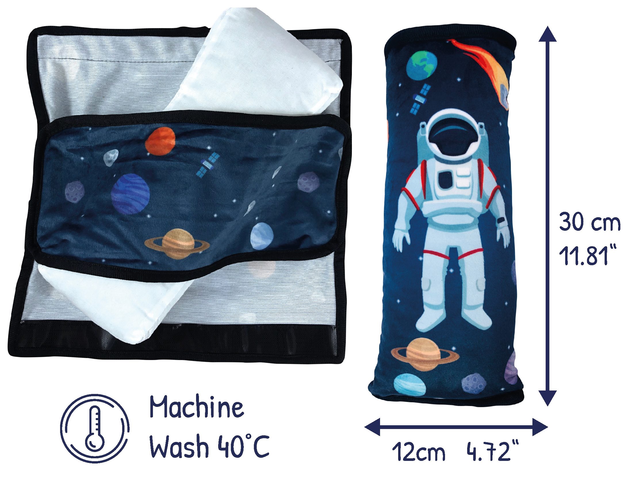 Schlafkissen Reisekissen, HECKBO Gurtschoner, Gurtkissen, für Mädchen Sitzerhöhung, Jungen Urlaub, Gurtschutz – kuschelweich Kinder Space Kissen, Weltraum Auto maschinenwaschbar - Auto - Auto Astronaut Schlafkissen