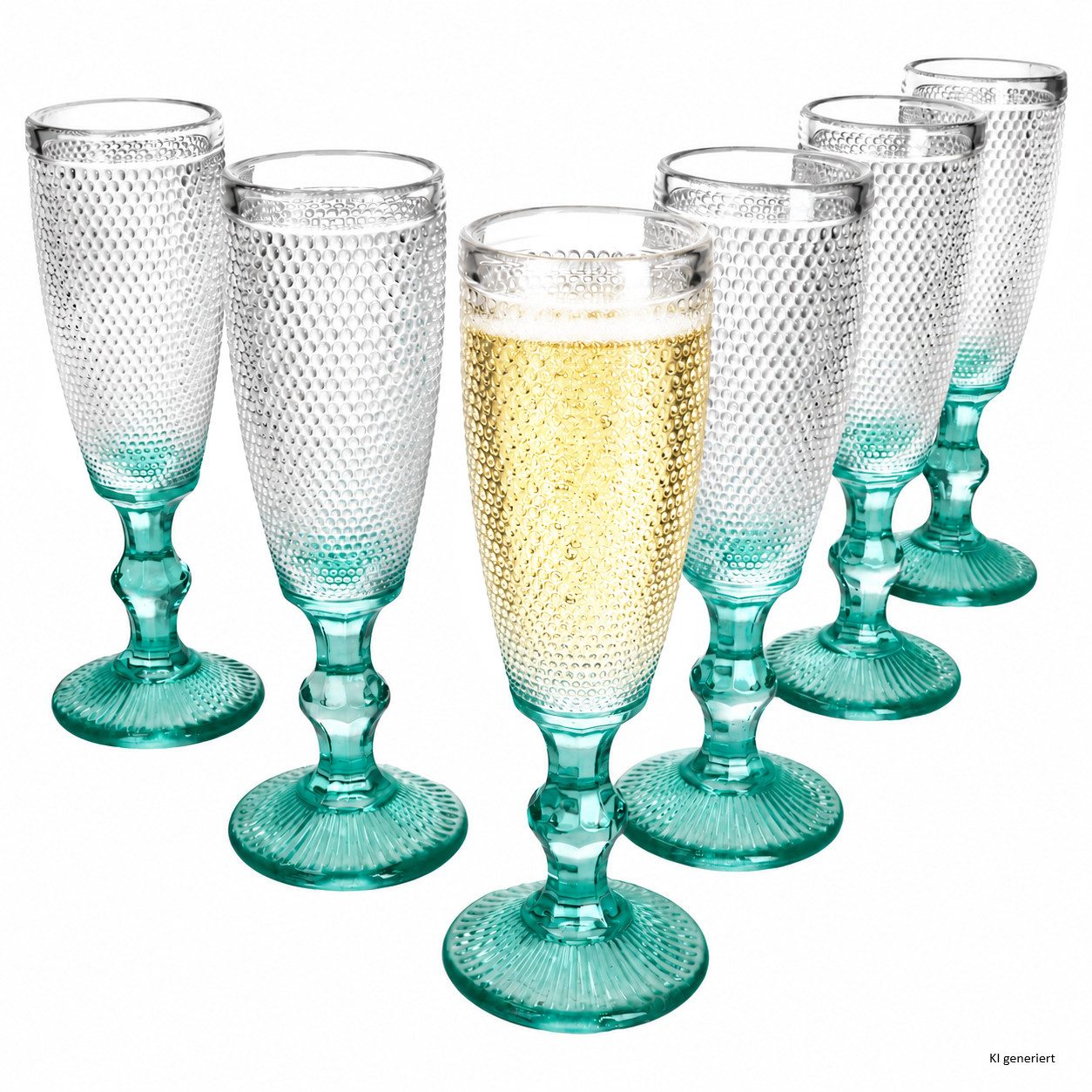 MamboCat Sektglas 6er Set Smaragd Sektgläser grün 150ml Sektflöte Prosecco Champagner, Glas