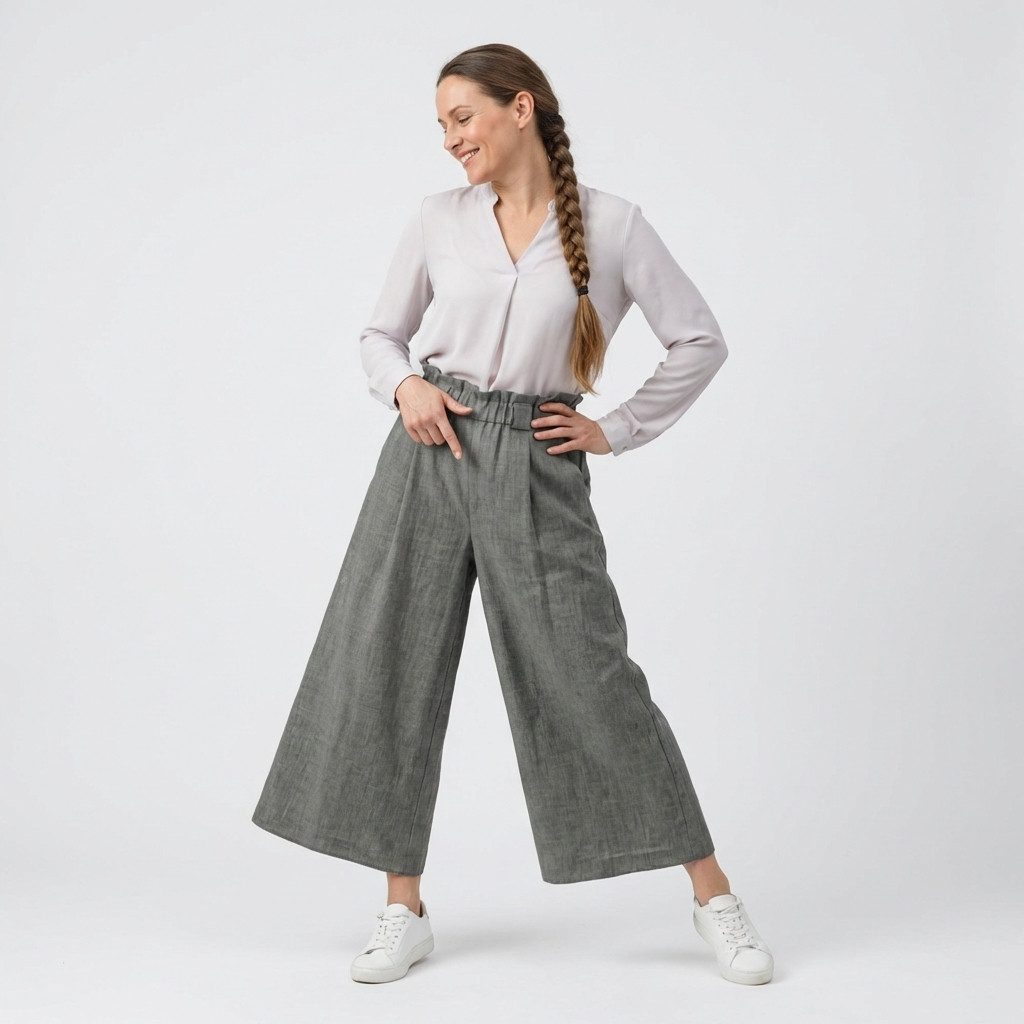OriginalYou Culotte Weite Schlupfhose moderne Businesshose Wide Leg Freizeithose Größe 38-42, Formstabil, Business bis Casual, Komfortbund