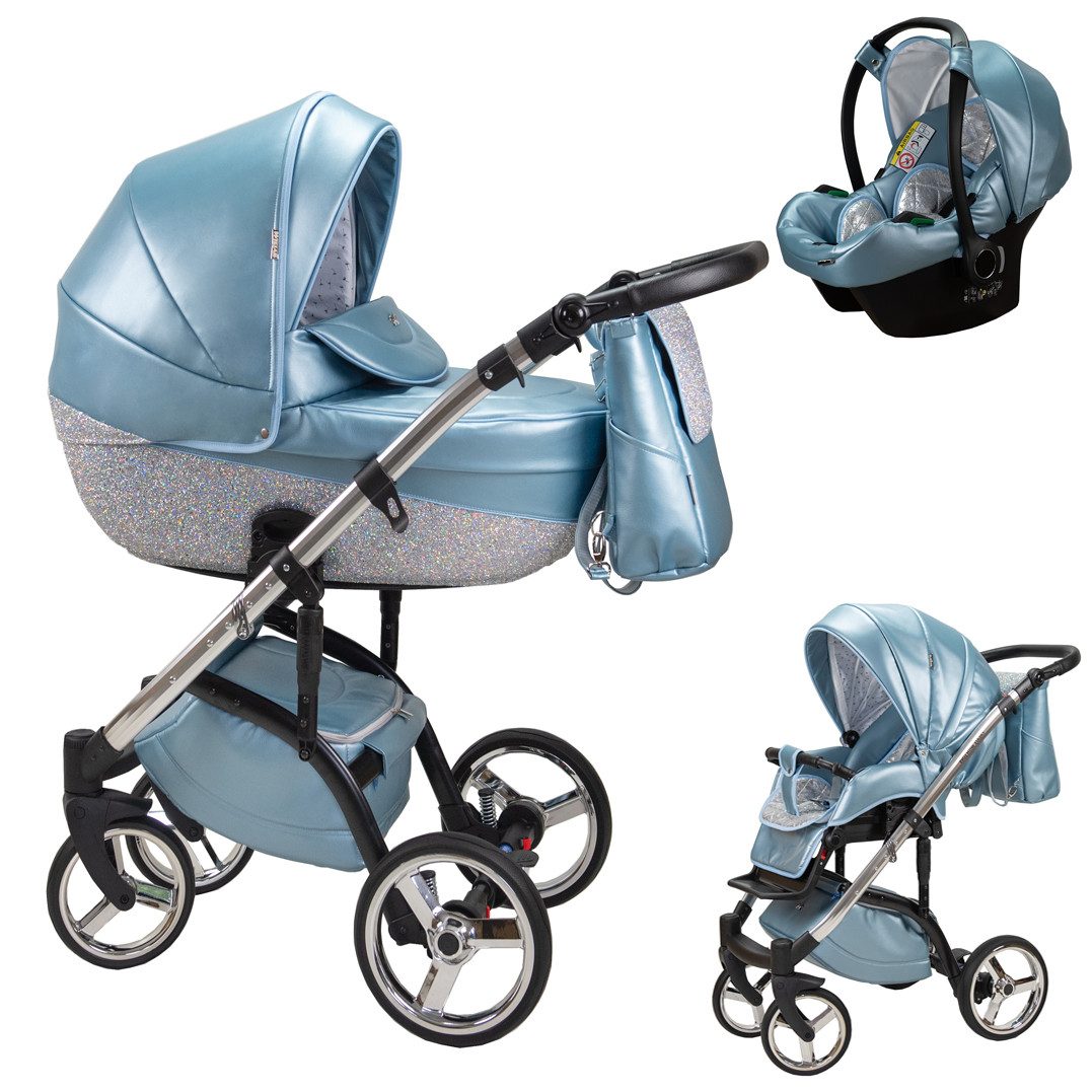 BabyMerc Kombi-Kinderwagen Vip Lux 4 in 1 inkl. Sportsitz, Autositz und Zubehör in 21 Farben