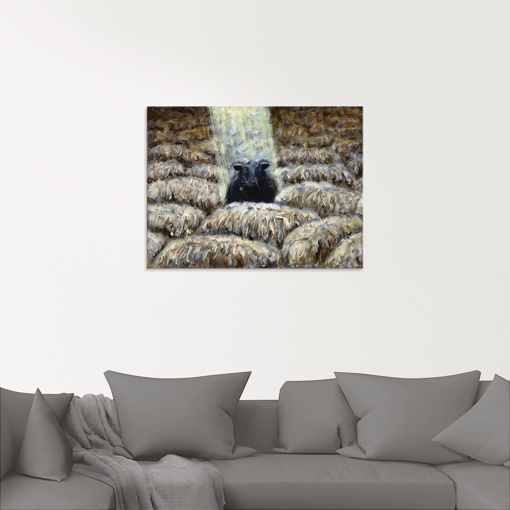 Artland Glasbild Haustiere in verschiedenen Schwarzes Größen (1 St), Schaf