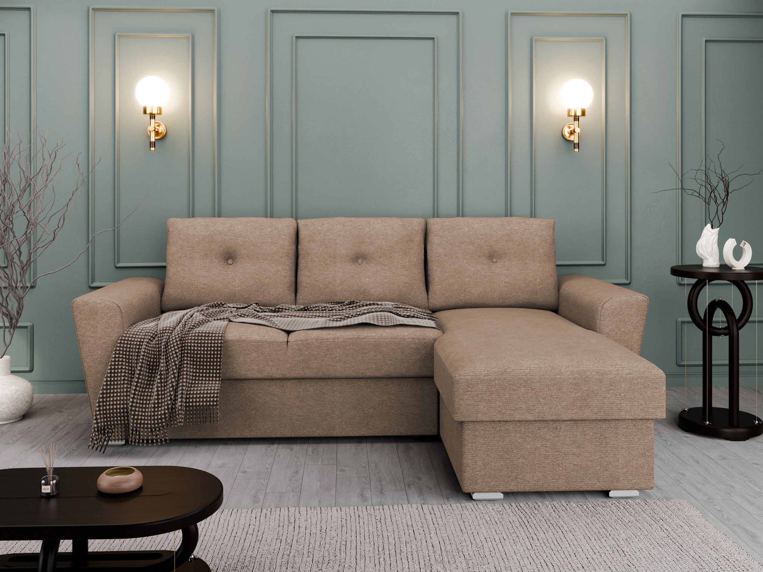 PANDA MÖBEL GmbH Ecksofa Ecksofa L-Form Bellano- links oder rechts montierbar