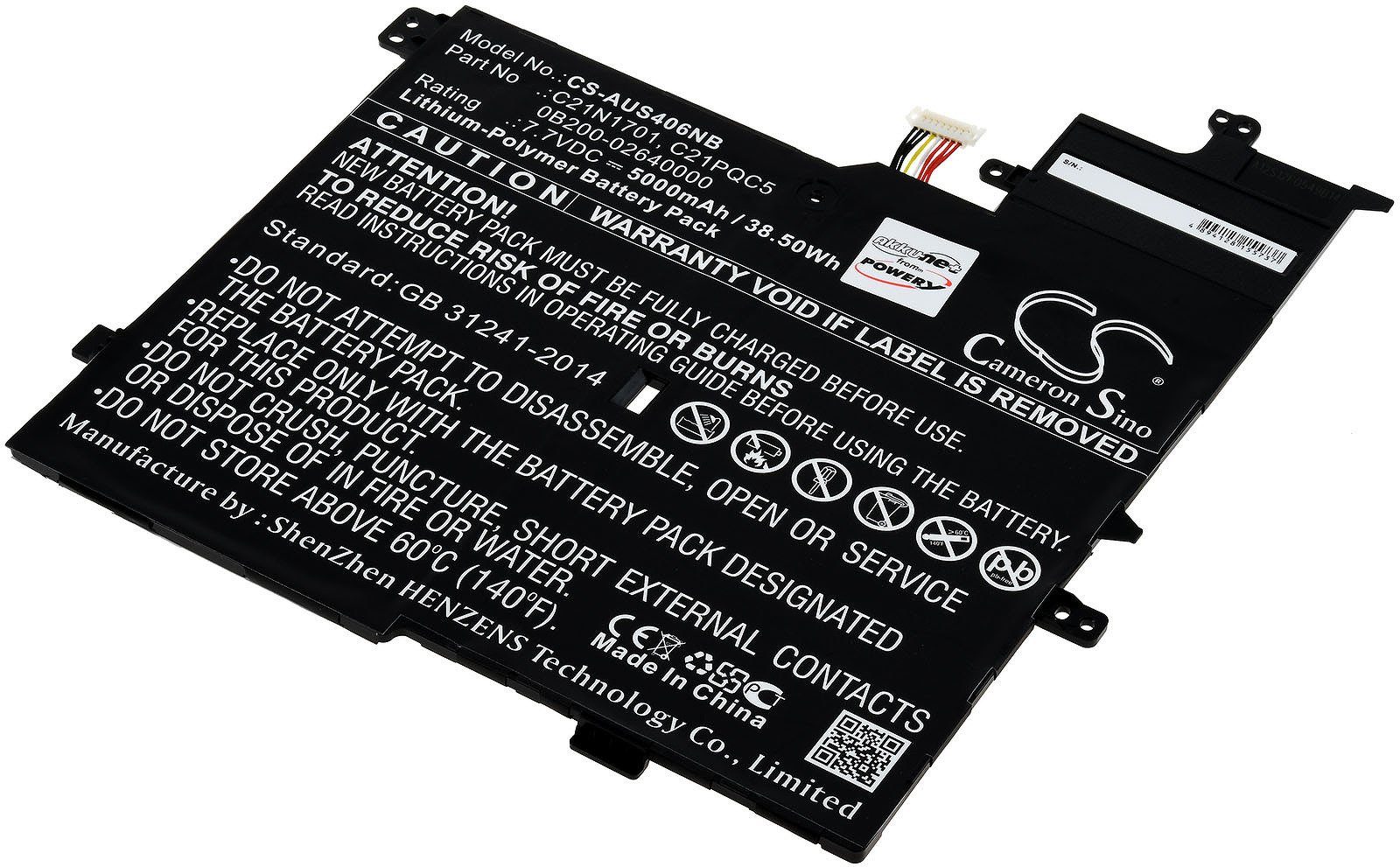 Powery Akku für Asus VivoBook S14 S406UA Laptop-Akku 5000 mAh (7.7 V)