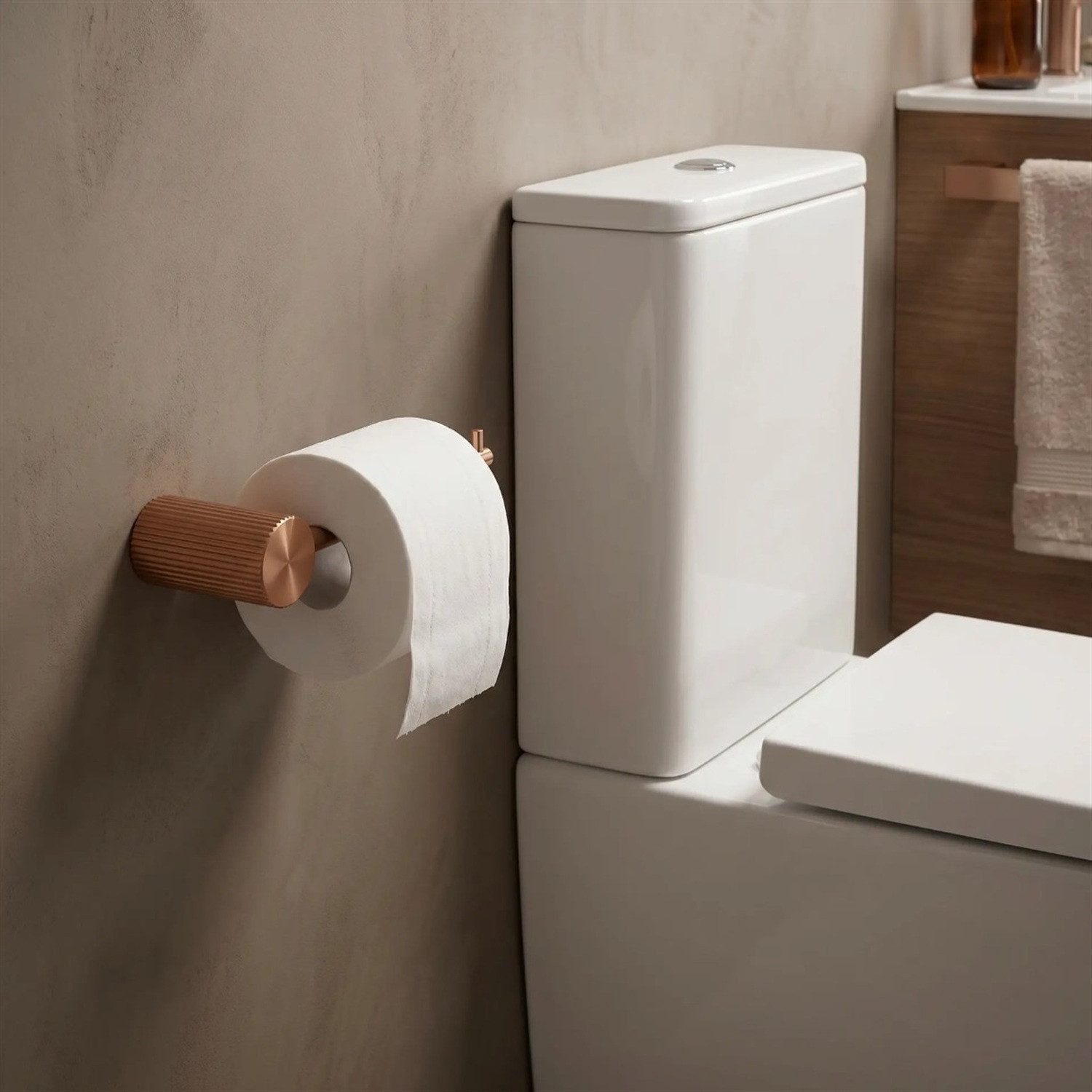 wohnwerk.idee Toilettenpapierhalter Solo Toilettenpapierhalter Wandmontage Metall, Gerändeltes Design – Bild 4 von 5