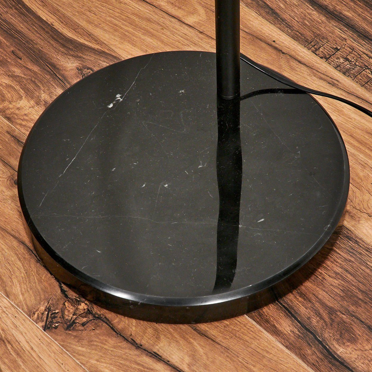 hofstein Stehlampe Stehlampe aus Metall/Glas/Marmor in Schwarz/Rauchfarben/Klar, ohne Leuchtmittel, verstellbare Bogenlampe Ø24,5cm Marmor-Fuß, 1xE27, ohne Leuchtmittel