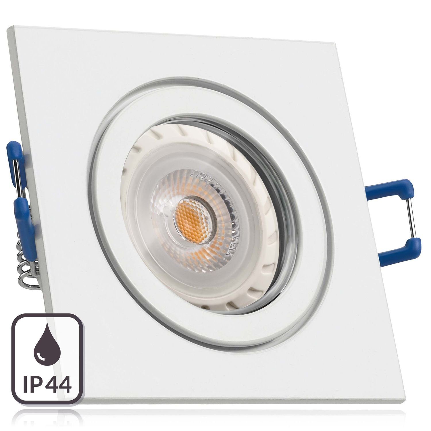 LEDANDO LED Einbaustrahler IP44 LED Einbaustrahler Set Weiß mit LED GU10 Markenstrahler von LEDAN