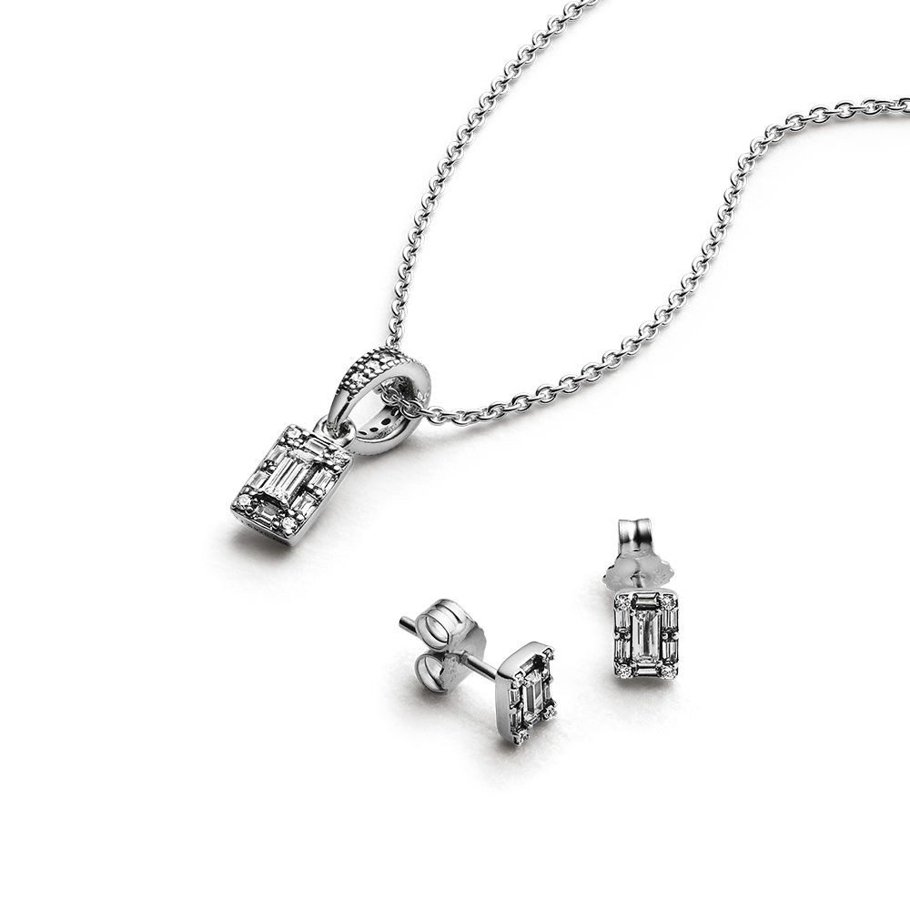 Ohrstecker-Set B801037 Set Kette Anhänger Ohrstecker Luminous Ice Silber