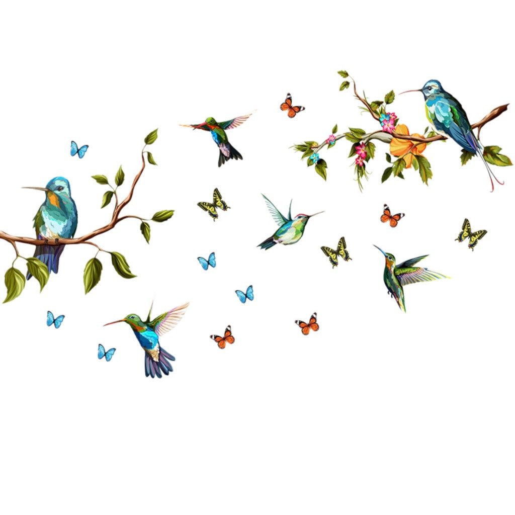 Zyronn Wandtattoo Hängende Rebe Blumen Wandaufkleber Blüten Blätter Vögel Wandsticker, Wohnzimmer Schlafzimmer Badezimmer Sofa Hintergrund Wanddeko