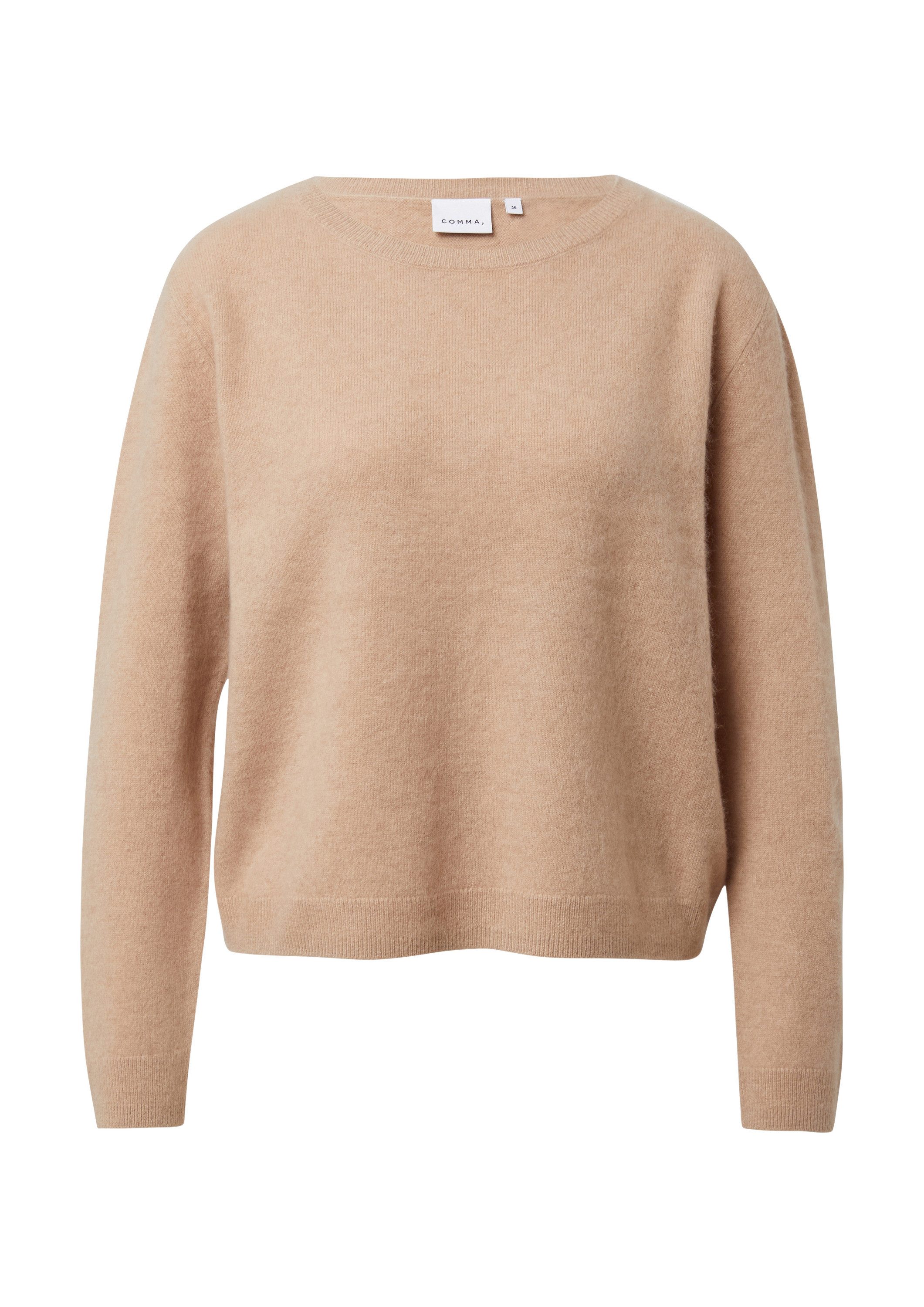 comma Longpullover Strickpullover Weicher Strickpullover aus Wolle